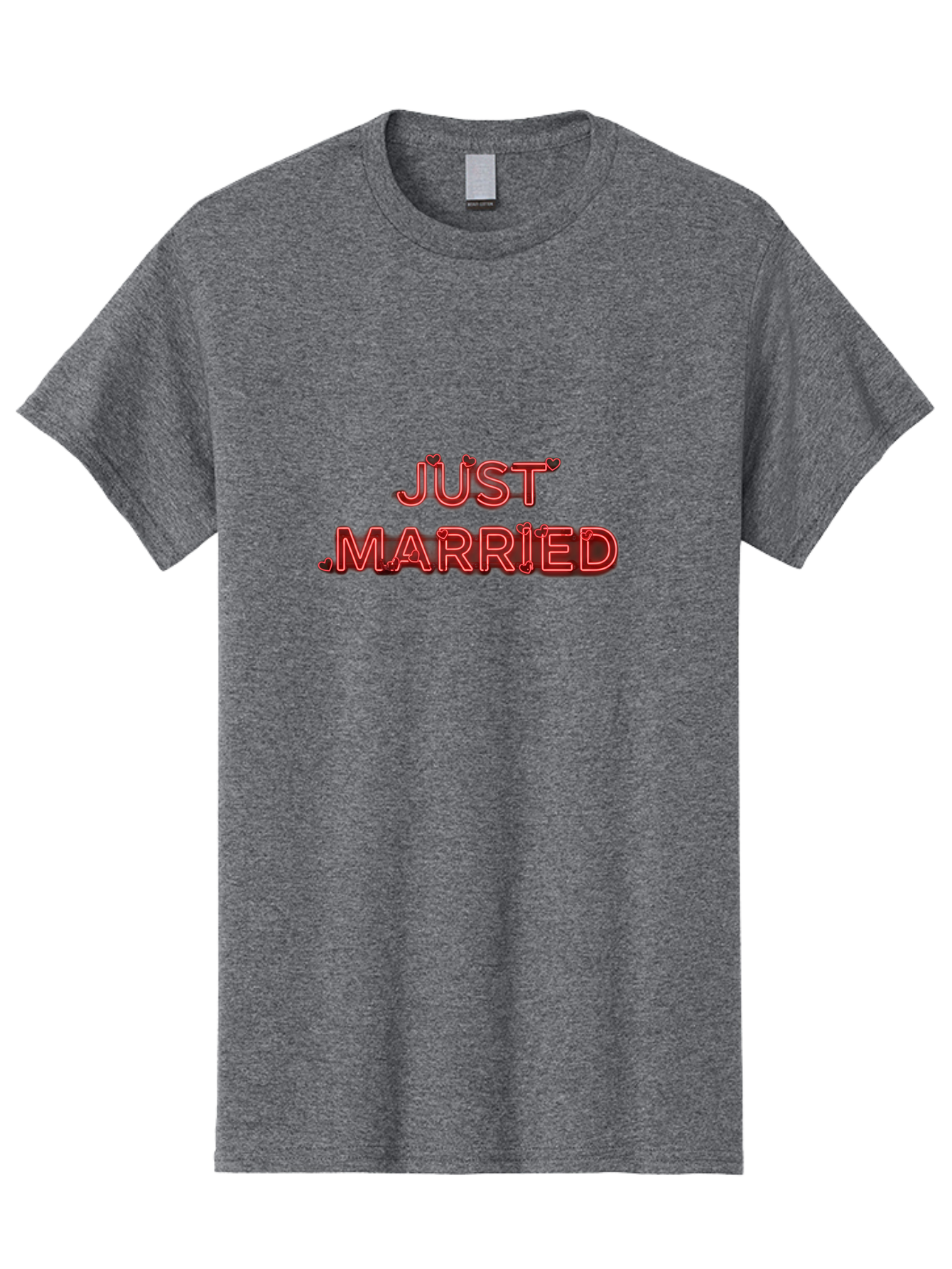 Just-Married-2 Men'S Graphic Tee, 100% Cotton, Comfortable Casual Summer Wear, Machine Washable, Wedding Decoration, Marriage Celebration, Newlyweds, Love Is In The Air, Red Neon Sign, Just Married Sign, Romance, Valentine'S Day Gift Baa886 11