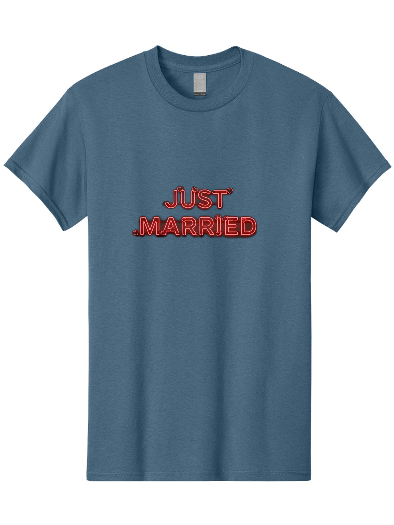 Just-Married-2 Men'S Graphic Tee, 100% Cotton, Comfortable Casual Summer Wear, Machine Washable, Wedding Decoration, Marriage Celebration, Newlyweds, Love Is In The Air, Red Neon Sign, Just Married Sign, Romance, Valentine'S Day Gift Baa886 14