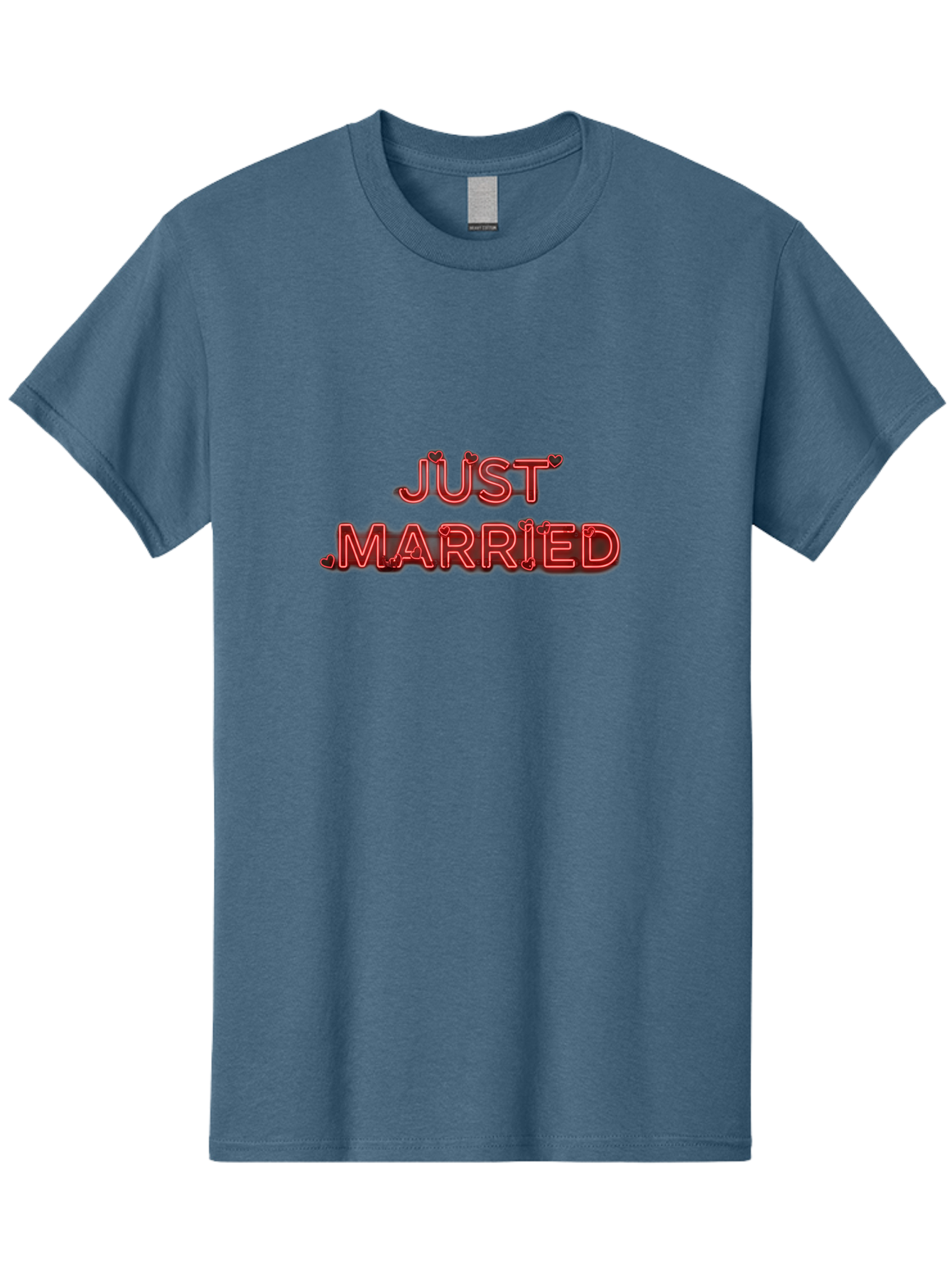 Just-Married-2 Men'S Graphic Tee, 100% Cotton, Comfortable Casual Summer Wear, Machine Washable, Wedding Decoration, Marriage Celebration, Newlyweds, Love Is In The Air, Red Neon Sign, Just Married Sign, Romance, Valentine'S Day Gift Baa886 3