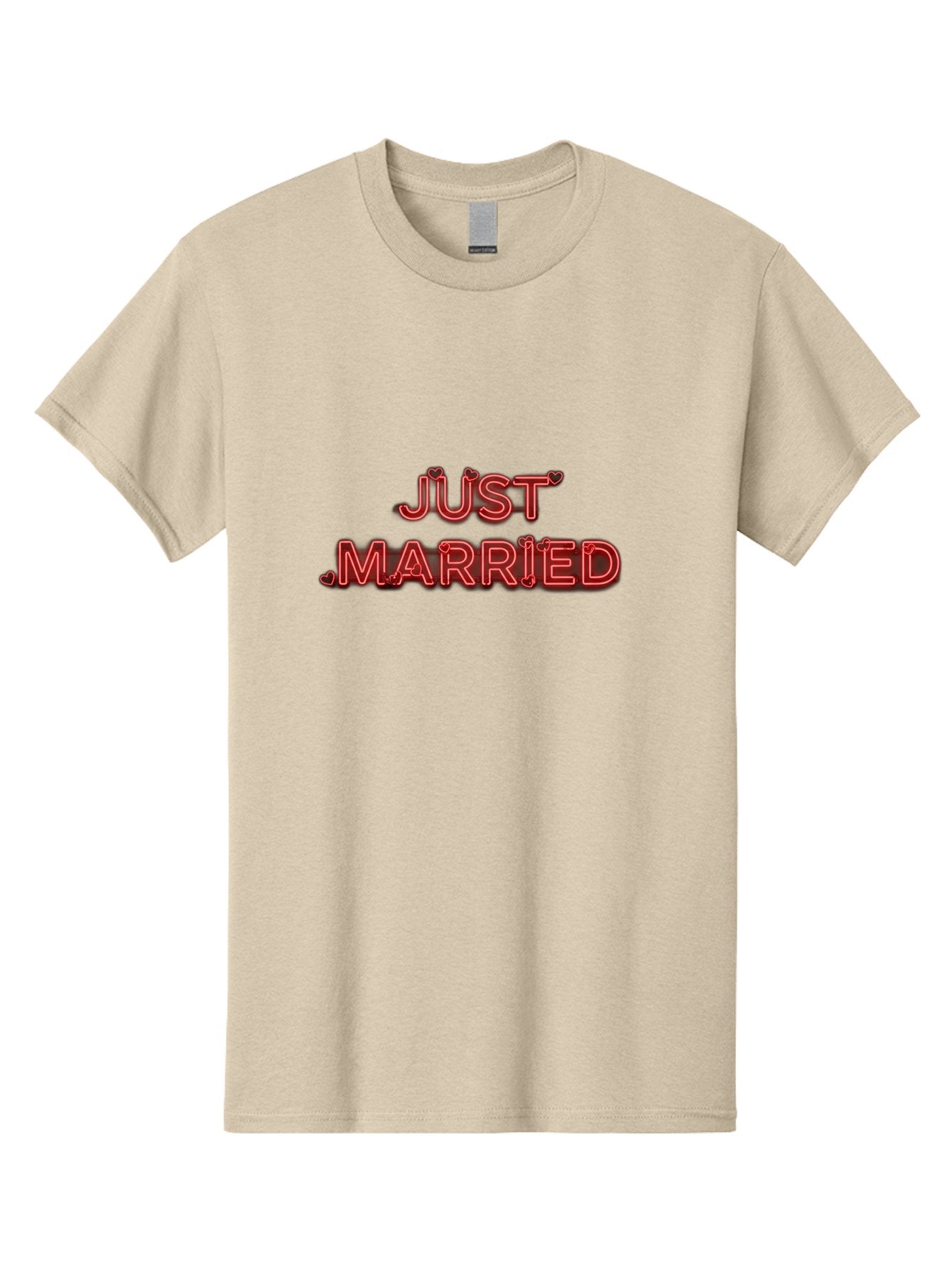 Just-Married-2 Men'S Graphic Tee, 100% Cotton, Comfortable Casual Summer Wear, Machine Washable, Wedding Decoration, Marriage Celebration, Newlyweds, Love Is In The Air, Red Neon Sign, Just Married Sign, Romance, Valentine'S Day Gift Baa886 5