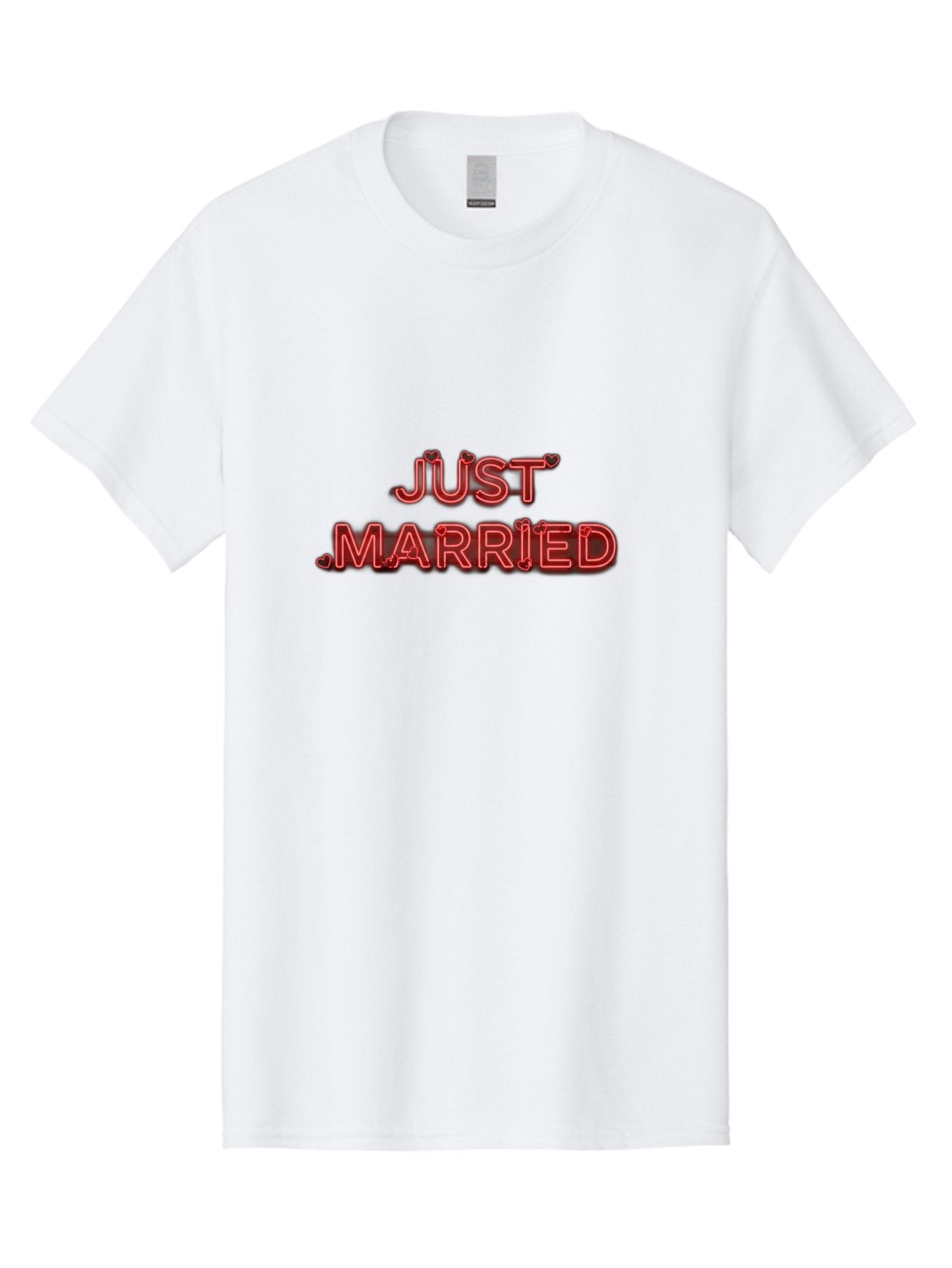 Just-Married-2 Men'S Graphic Tee, 100% Cotton, Comfortable Casual Summer Wear, Machine Washable, Wedding Decoration, Marriage Celebration, Newlyweds, Love Is In The Air, Red Neon Sign, Just Married Sign, Romance, Valentine'S Day Gift Baa886 12