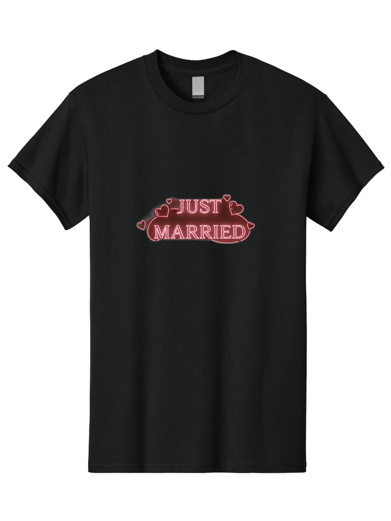 Just-Married-3 Men'S Graphic Tee, 100% Cotton, Comfortable Casual Summer Wear, Machine Washable, Just Married Sign, Wedding Decor, Love Hearts, Pink Neon Lights, Marriage Celebration, Wedding Decoration Ideas, Happy Couple, Baa887 13