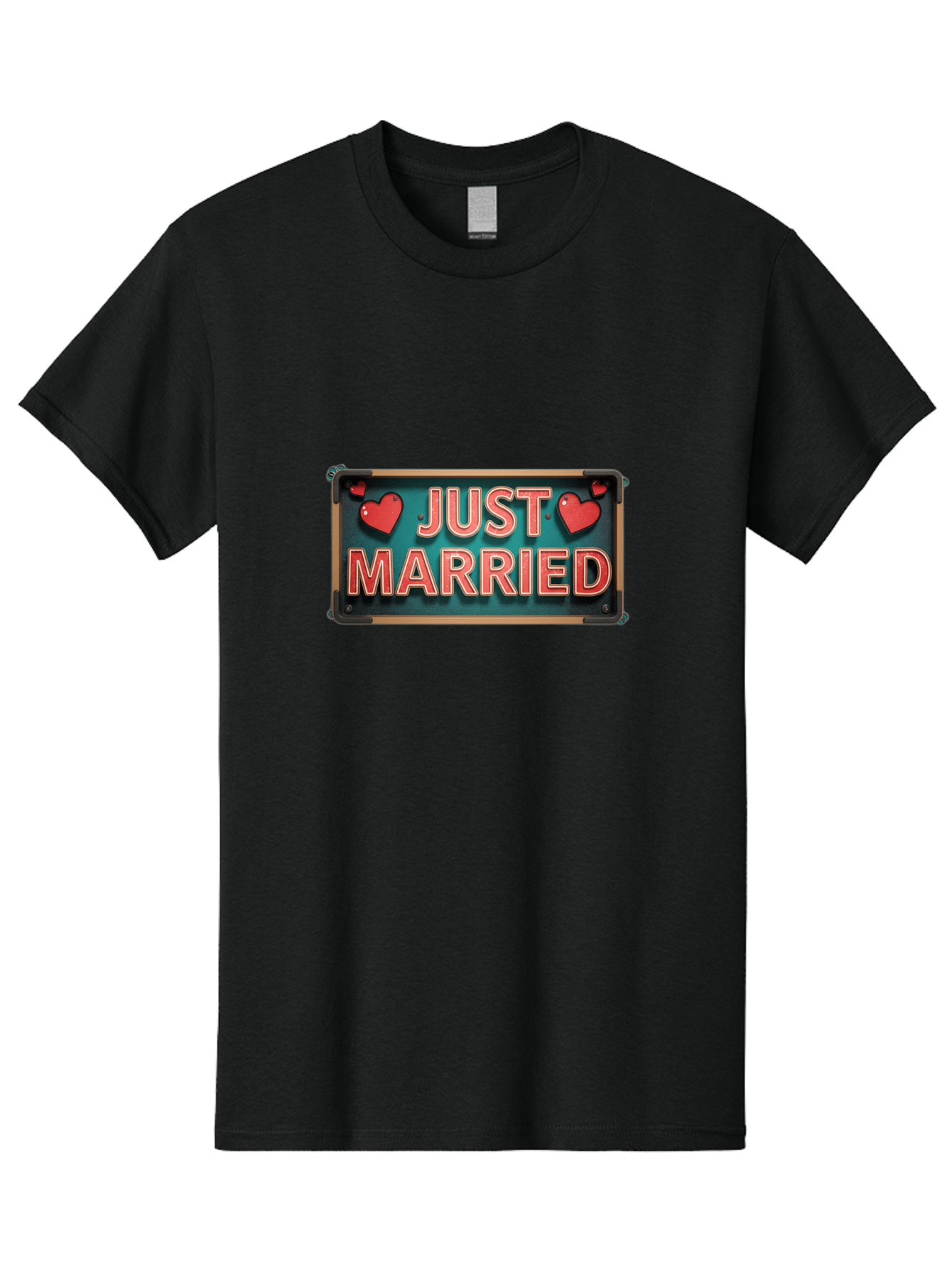 Just-Married-4 Men'S Graphic Tee, 100% Cotton, Comfortable Casual Summer Wear, Machine Washable, Just Married Sign, Red Hearts, Romantic Symbols, Love Decoration, Wedding Celebration, Newlyweds, Love Hearts Baa888 3