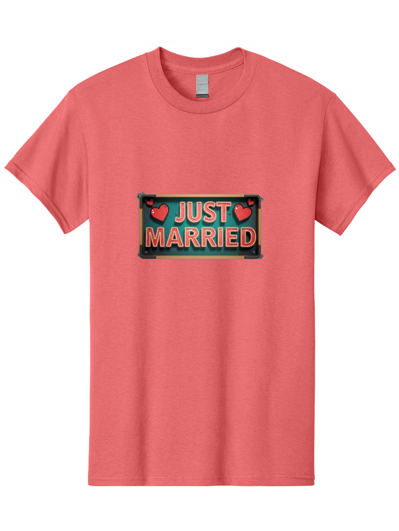Just-Married-4 Men'S Graphic Tee, 100% Cotton, Comfortable Casual Summer Wear, Machine Washable, Just Married Sign, Red Hearts, Romantic Symbols, Love Decoration, Wedding Celebration, Newlyweds, Love Hearts Baa888 27