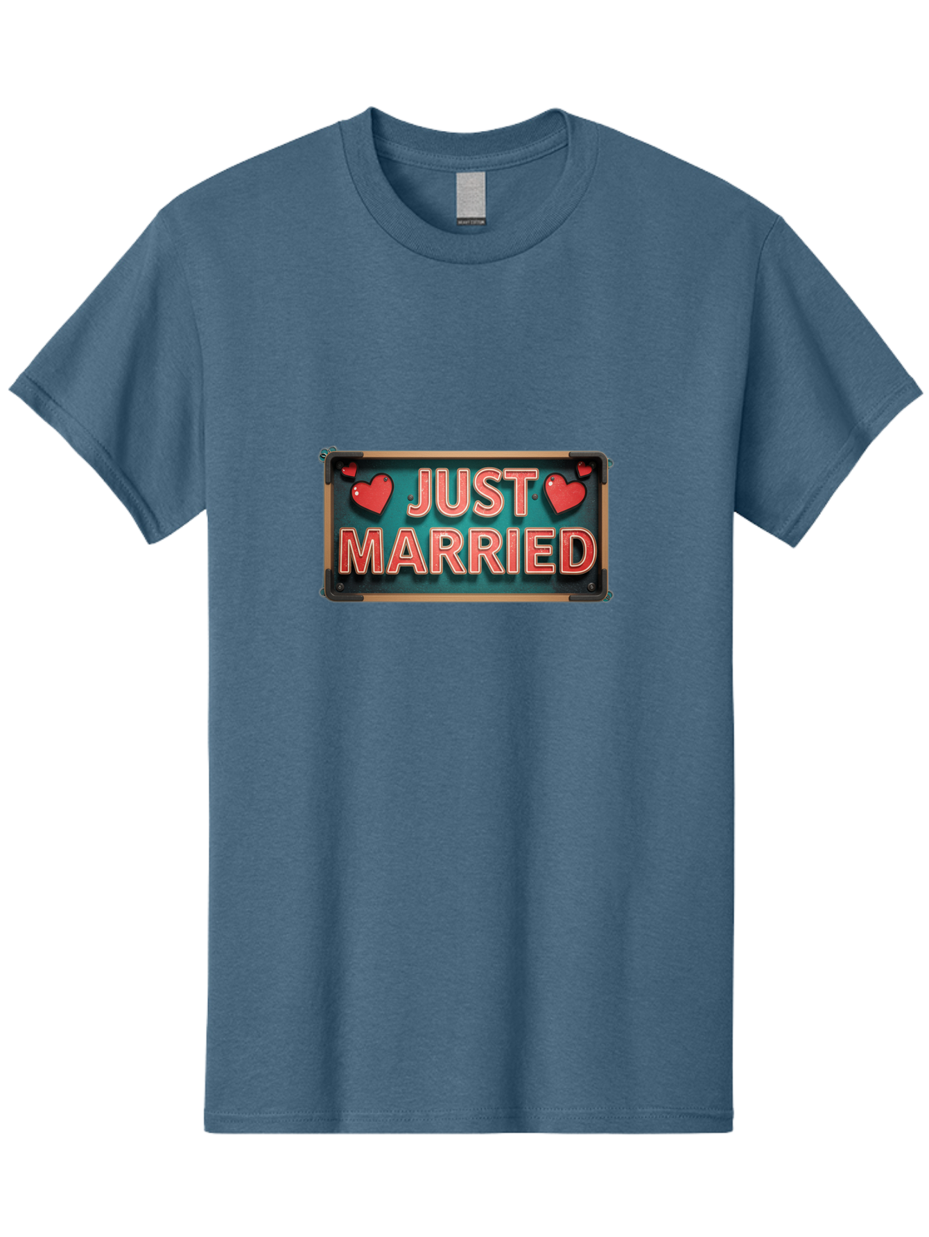 Just-Married-4 Men'S Graphic Tee, 100% Cotton, Comfortable Casual Summer Wear, Machine Washable, Just Married Sign, Red Hearts, Romantic Symbols, Love Decoration, Wedding Celebration, Newlyweds, Love Hearts Baa888 15