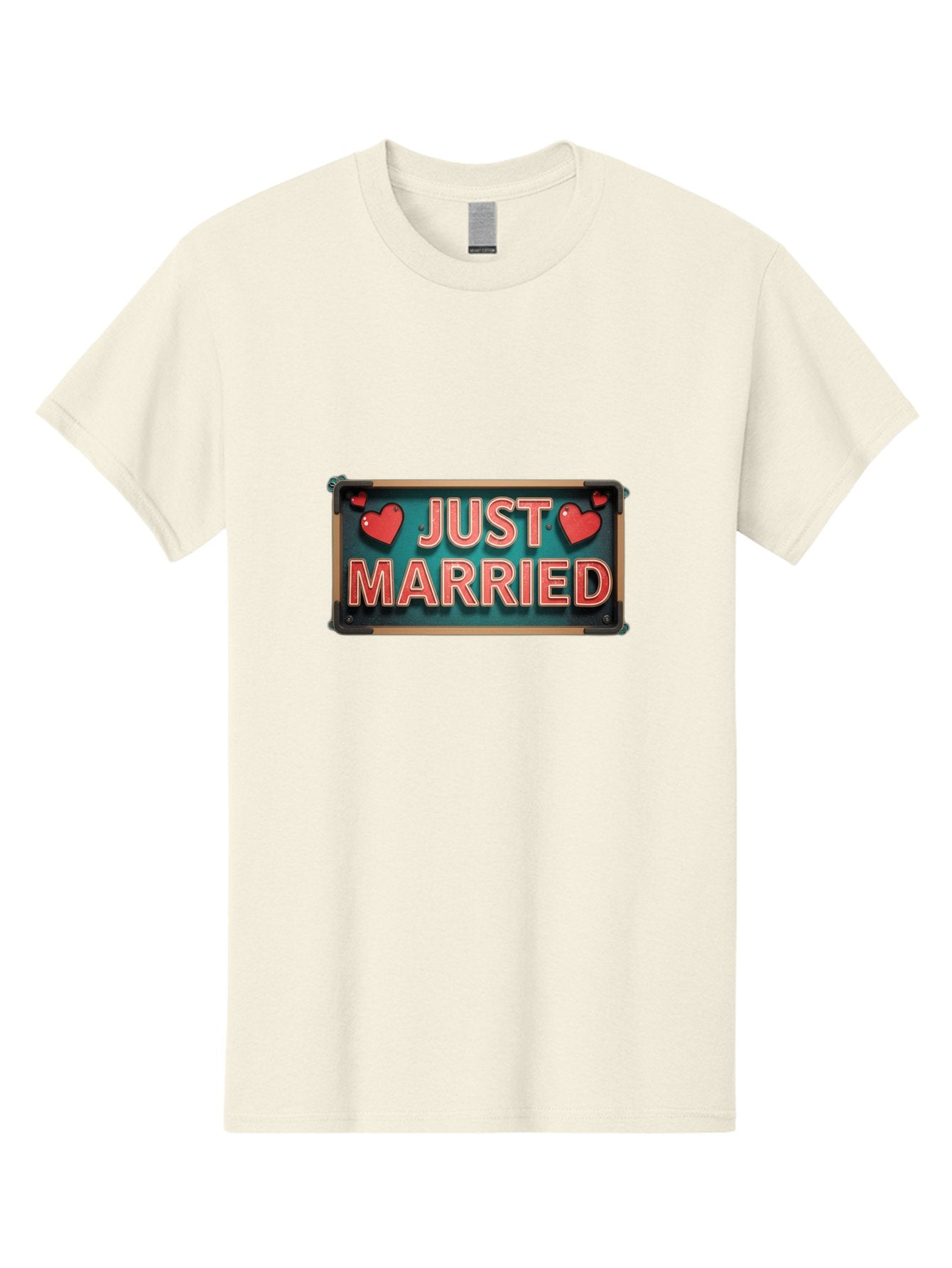 Just-Married-4 Men'S Graphic Tee, 100% Cotton, Comfortable Casual Summer Wear, Machine Washable, Just Married Sign, Red Hearts, Romantic Symbols, Love Decoration, Wedding Celebration, Newlyweds, Love Hearts Baa888 12