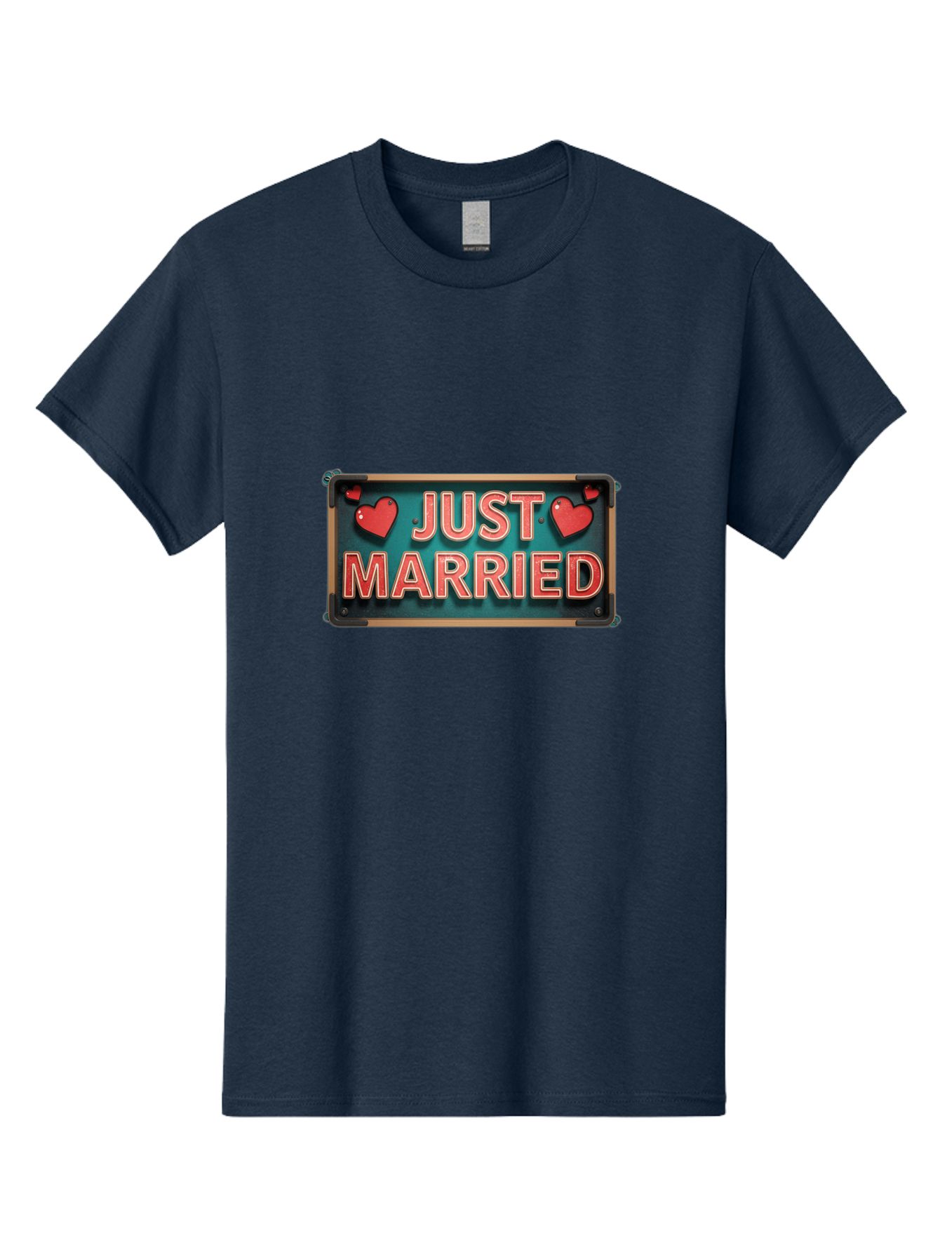 Just-Married-4 Men'S Graphic Tee, 100% Cotton, Comfortable Casual Summer Wear, Machine Washable, Just Married Sign, Red Hearts, Romantic Symbols, Love Decoration, Wedding Celebration, Newlyweds, Love Hearts Baa888 9