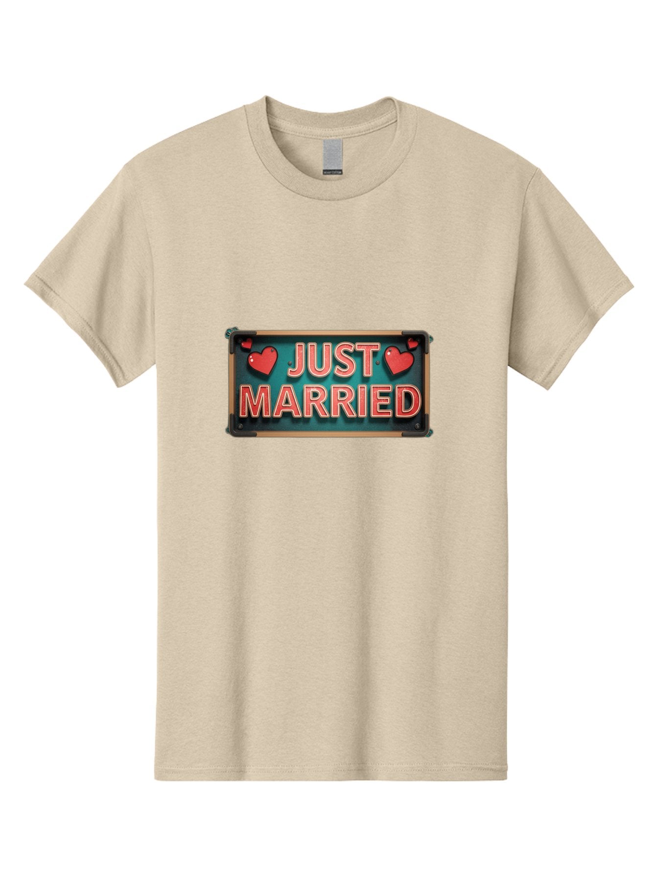 Just-Married-4 Men'S Graphic Tee, 100% Cotton, Comfortable Casual Summer Wear, Machine Washable, Just Married Sign, Red Hearts, Romantic Symbols, Love Decoration, Wedding Celebration, Newlyweds, Love Hearts Baa888 7