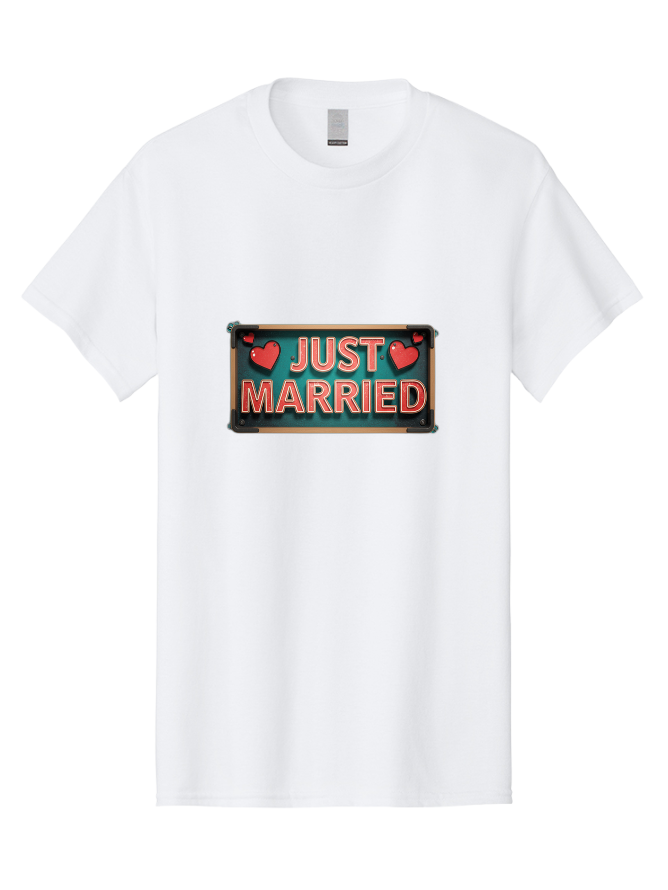 Just-Married-4 Men'S Graphic Tee, 100% Cotton, Comfortable Casual Summer Wear, Machine Washable, Just Married Sign, Red Hearts, Romantic Symbols, Love Decoration, Wedding Celebration, Newlyweds, Love Hearts Baa888 19