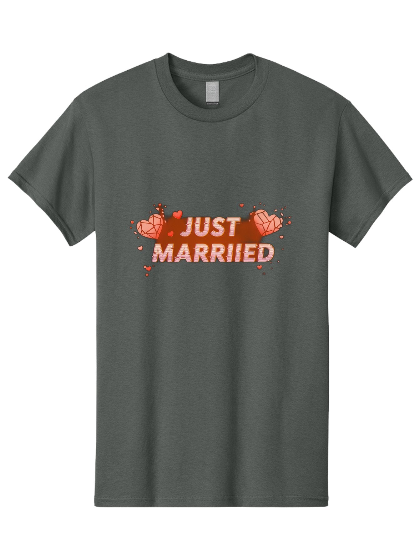 Just-Married-5 Men'S Graphic Tee, 100% Cotton, Comfortable Casual Summer Wear, Machine Washable, Just Married Text, White And Red Hearts, Newlywed Couple, Love Celebration, Wedding Bliss, Heart Decorations, Red Splatter, Love Symbols, Baa889 4