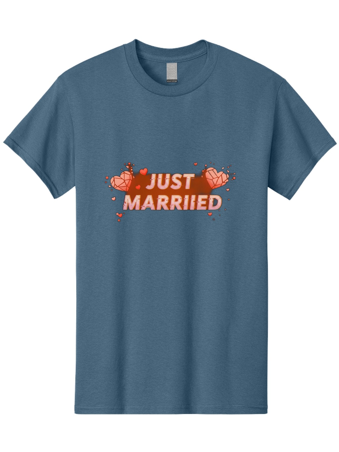 Just-Married-5 Men'S Graphic Tee, 100% Cotton, Comfortable Casual Summer Wear, Machine Washable, Just Married Text, White And Red Hearts, Newlywed Couple, Love Celebration, Wedding Bliss, Heart Decorations, Red Splatter, Love Symbols, Baa889 12