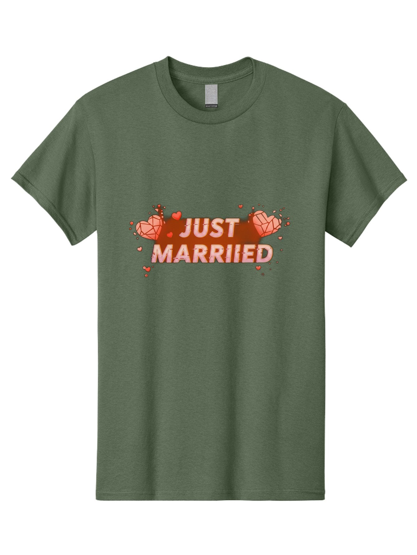 Just-Married-5 Men'S Graphic Tee, 100% Cotton, Comfortable Casual Summer Wear, Machine Washable, Just Married Text, White And Red Hearts, Newlywed Couple, Love Celebration, Wedding Bliss, Heart Decorations, Red Splatter, Love Symbols, Baa889 3