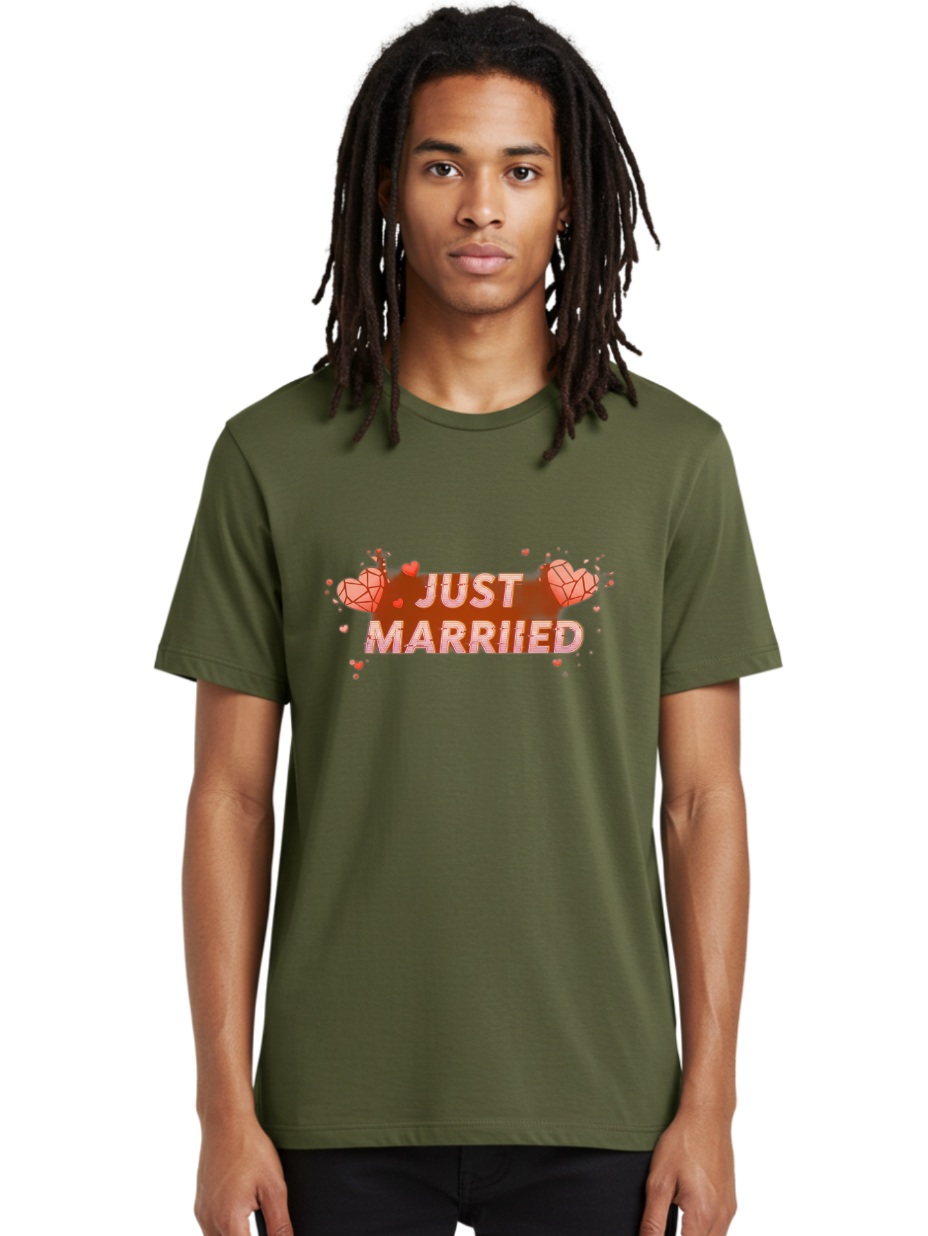 Just-Married-5 Men'S Graphic Tee, 100% Cotton, Comfortable Casual Summer Wear, Machine Washable, Just Married Text, White And Red Hearts, Newlywed Couple, Love Celebration, Wedding Bliss, Heart Decorations, Red Splatter, Love Symbols, Baa889 18