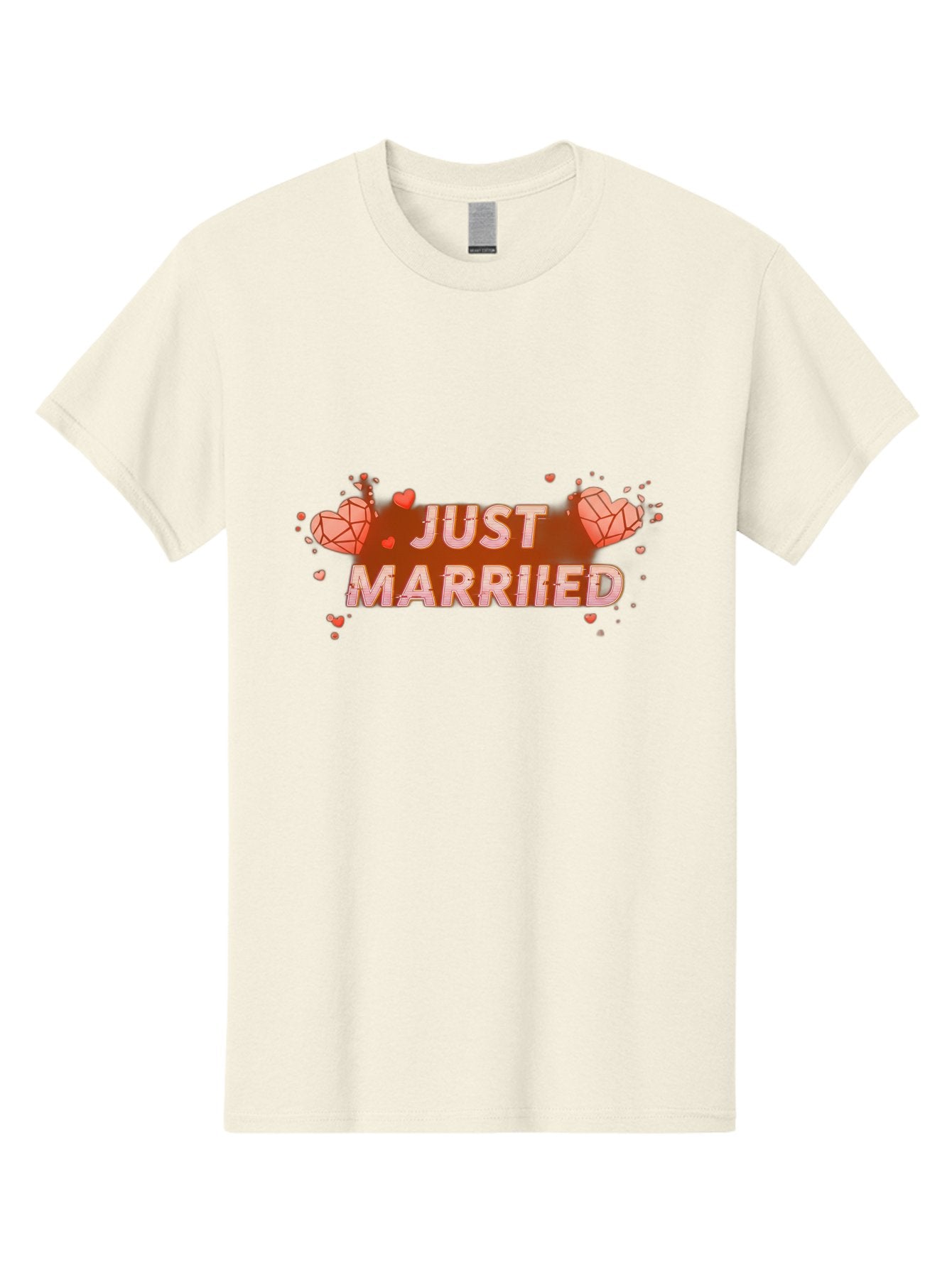 Just-Married-5 Men'S Graphic Tee, 100% Cotton, Comfortable Casual Summer Wear, Machine Washable, Just Married Text, White And Red Hearts, Newlywed Couple, Love Celebration, Wedding Bliss, Heart Decorations, Red Splatter, Love Symbols, Baa889