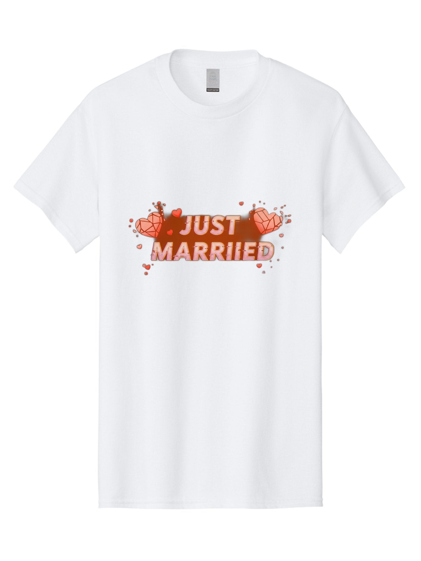 Just-Married-5 Men'S Graphic Tee, 100% Cotton, Comfortable Casual Summer Wear, Machine Washable, Just Married Text, White And Red Hearts, Newlywed Couple, Love Celebration, Wedding Bliss, Heart Decorations, Red Splatter, Love Symbols, Baa889 15