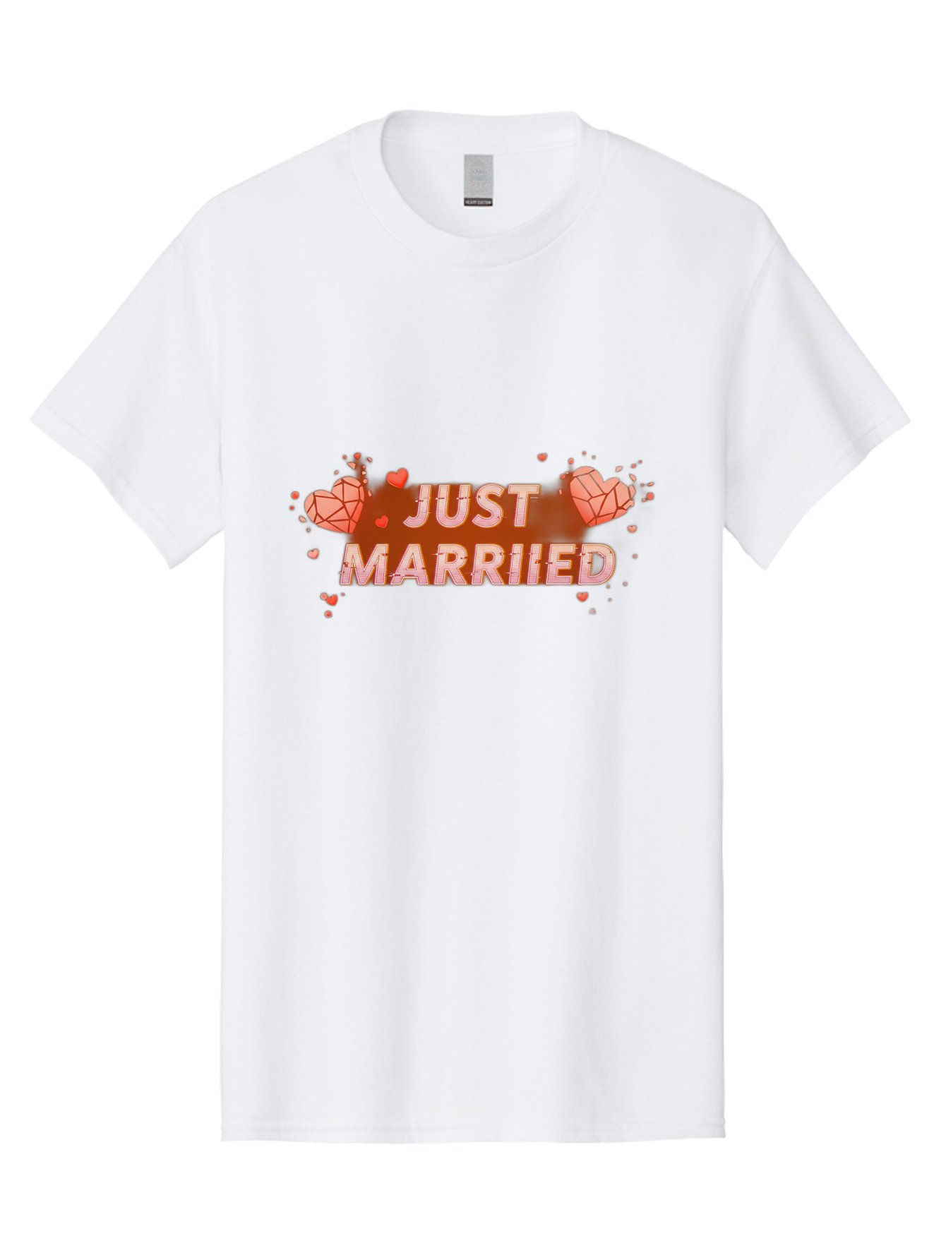 Just-Married-5 Men'S Graphic Tee, 100% Cotton, Comfortable Casual Summer Wear, Machine Washable, Just Married Text, White And Red Hearts, Newlywed Couple, Love Celebration, Wedding Bliss, Heart Decorations, Red Splatter, Love Symbols, Baa889