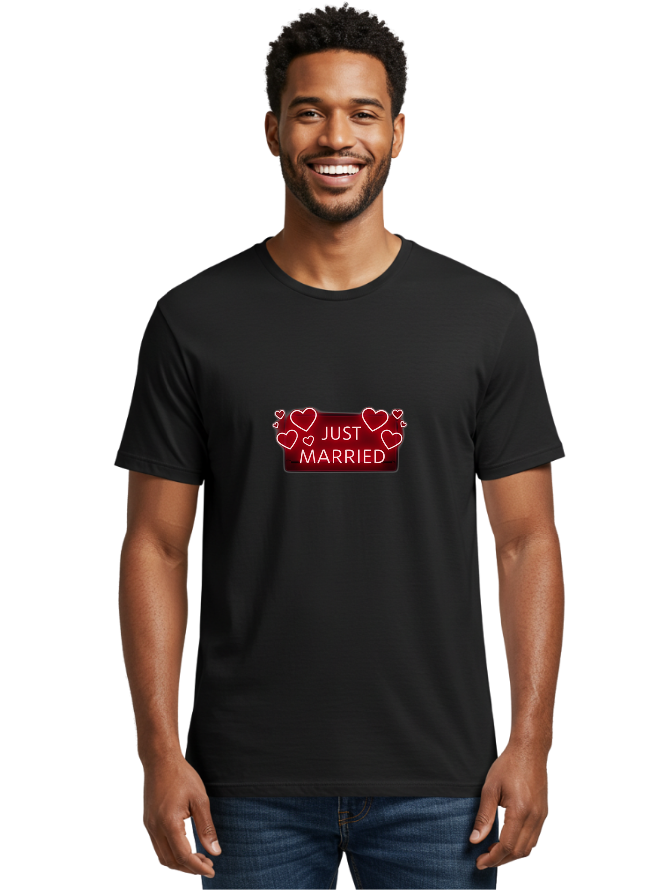 Just-Married-6 Men'S Graphic Tee, 100% Cotton, Comfortable Casual Summer Wear, Machine Washable, Marriage Celebration, Wedding Day, Just Married Sign, Red Hearts, Love Symbol, Valentines Day Gift, Romance, Wedding Decor Baa890 28