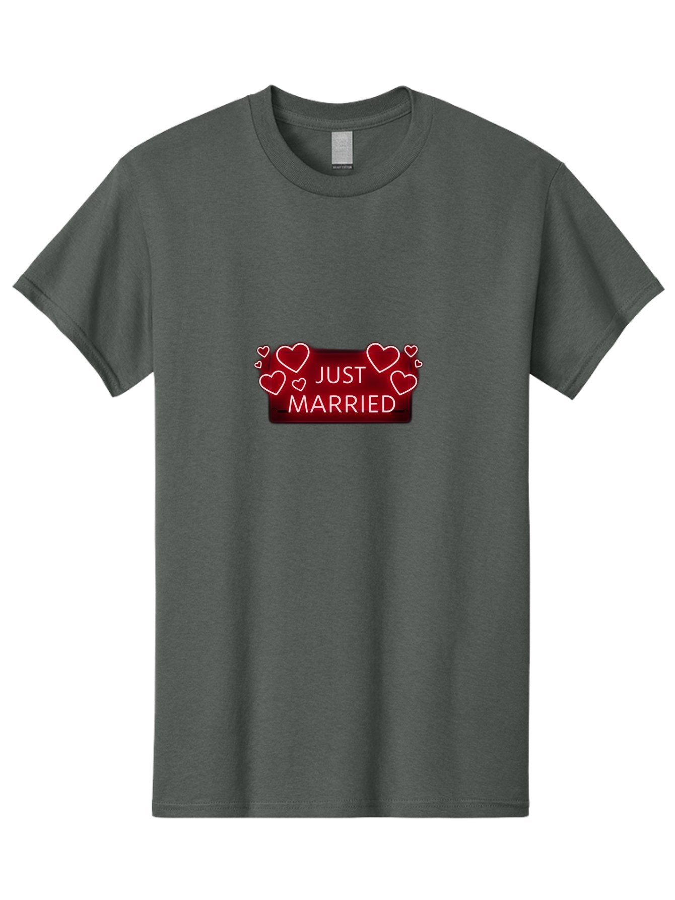Just-Married-6 Men'S Graphic Tee, 100% Cotton, Comfortable Casual Summer Wear, Machine Washable, Marriage Celebration, Wedding Day, Just Married Sign, Red Hearts, Love Symbol, Valentines Day Gift, Romance, Wedding Decor Baa890 12