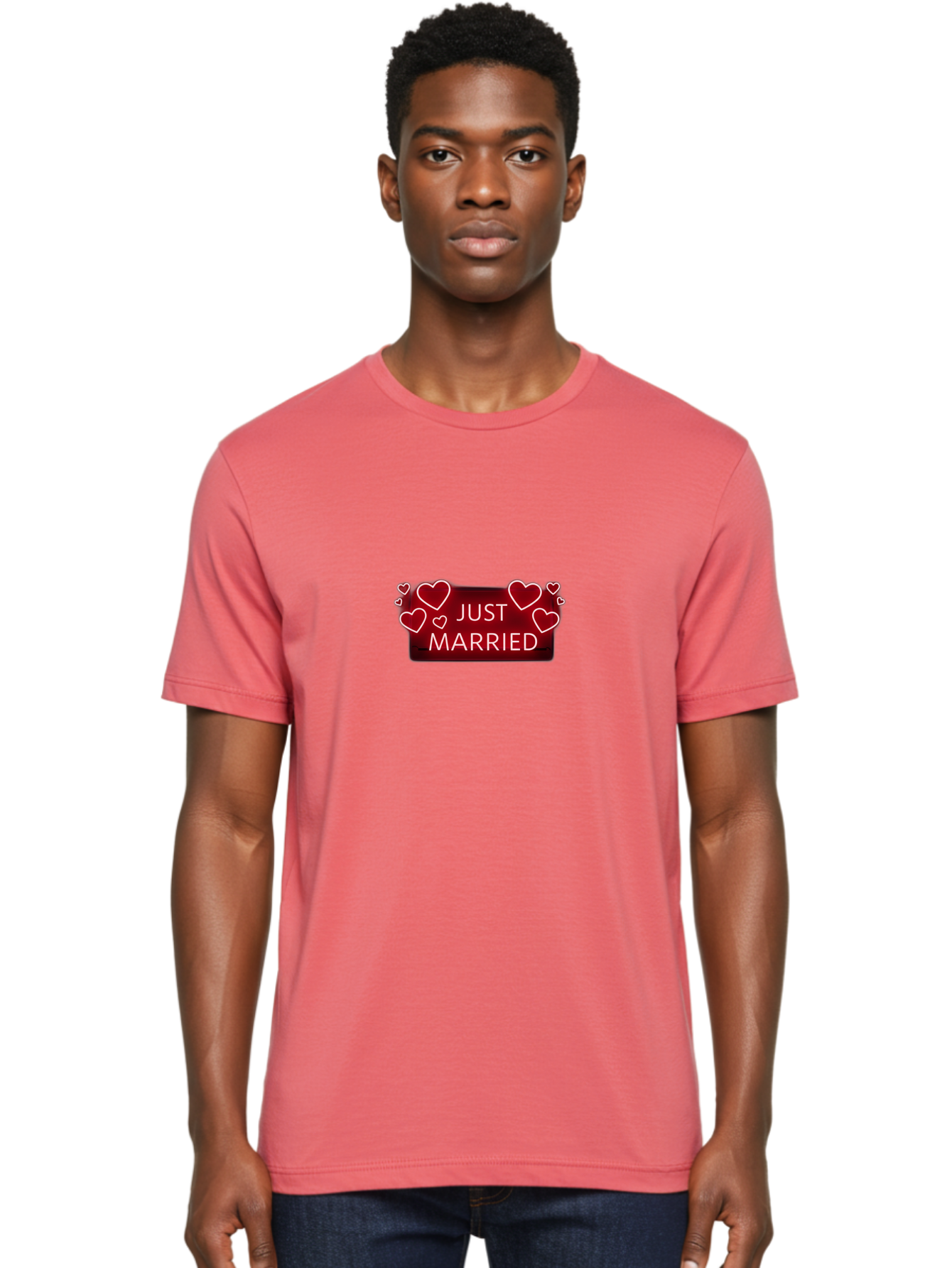 Just-Married-6 Men'S Graphic Tee, 100% Cotton, Comfortable Casual Summer Wear, Machine Washable, Marriage Celebration, Wedding Day, Just Married Sign, Red Hearts, Love Symbol, Valentines Day Gift, Romance, Wedding Decor Baa890 22