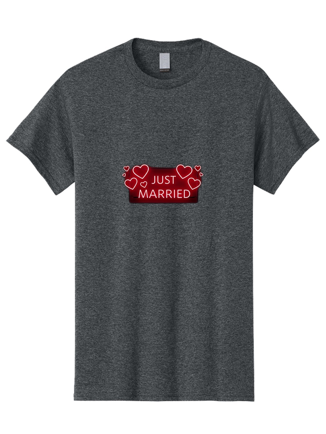 Just-Married-6 Men'S Graphic Tee, 100% Cotton, Comfortable Casual Summer Wear, Machine Washable, Marriage Celebration, Wedding Day, Just Married Sign, Red Hearts, Love Symbol, Valentines Day Gift, Romance, Wedding Decor Baa890 8