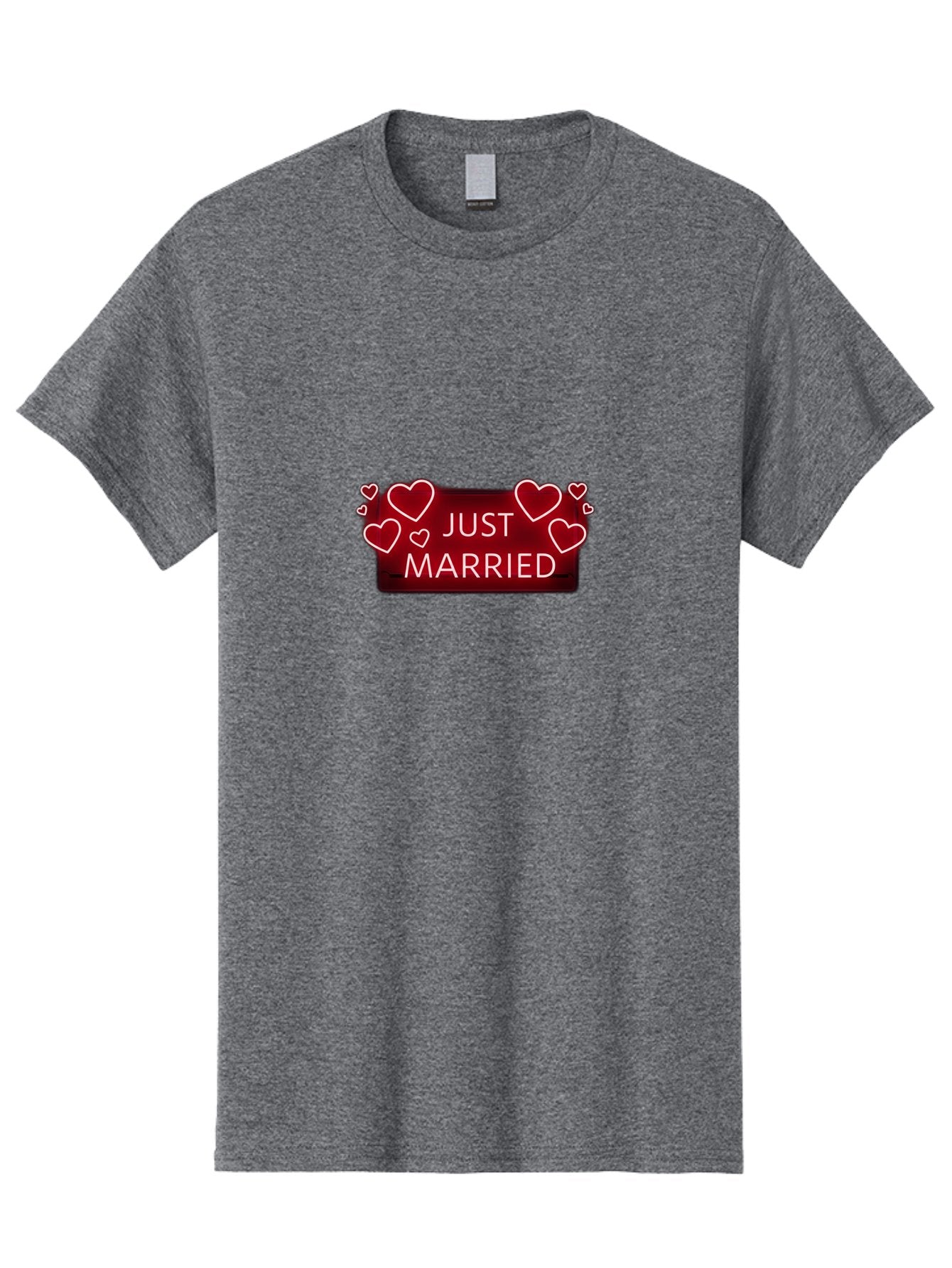 Just-Married-6 Men'S Graphic Tee, 100% Cotton, Comfortable Casual Summer Wear, Machine Washable, Marriage Celebration, Wedding Day, Just Married Sign, Red Hearts, Love Symbol, Valentines Day Gift, Romance, Wedding Decor Baa890 4
