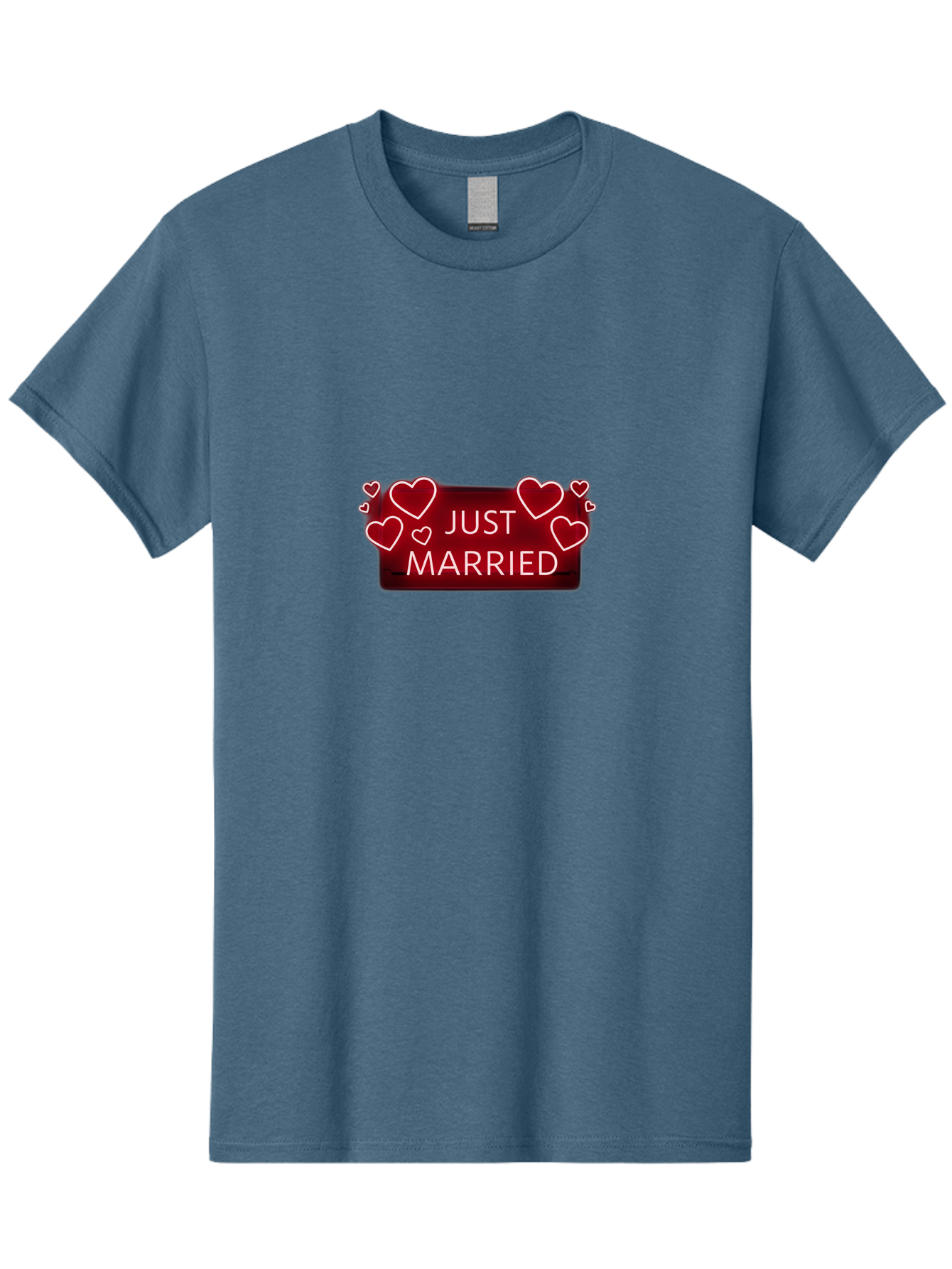Just-Married-6 Men'S Graphic Tee, 100% Cotton, Comfortable Casual Summer Wear, Machine Washable, Marriage Celebration, Wedding Day, Just Married Sign, Red Hearts, Love Symbol, Valentines Day Gift, Romance, Wedding Decor Baa890
