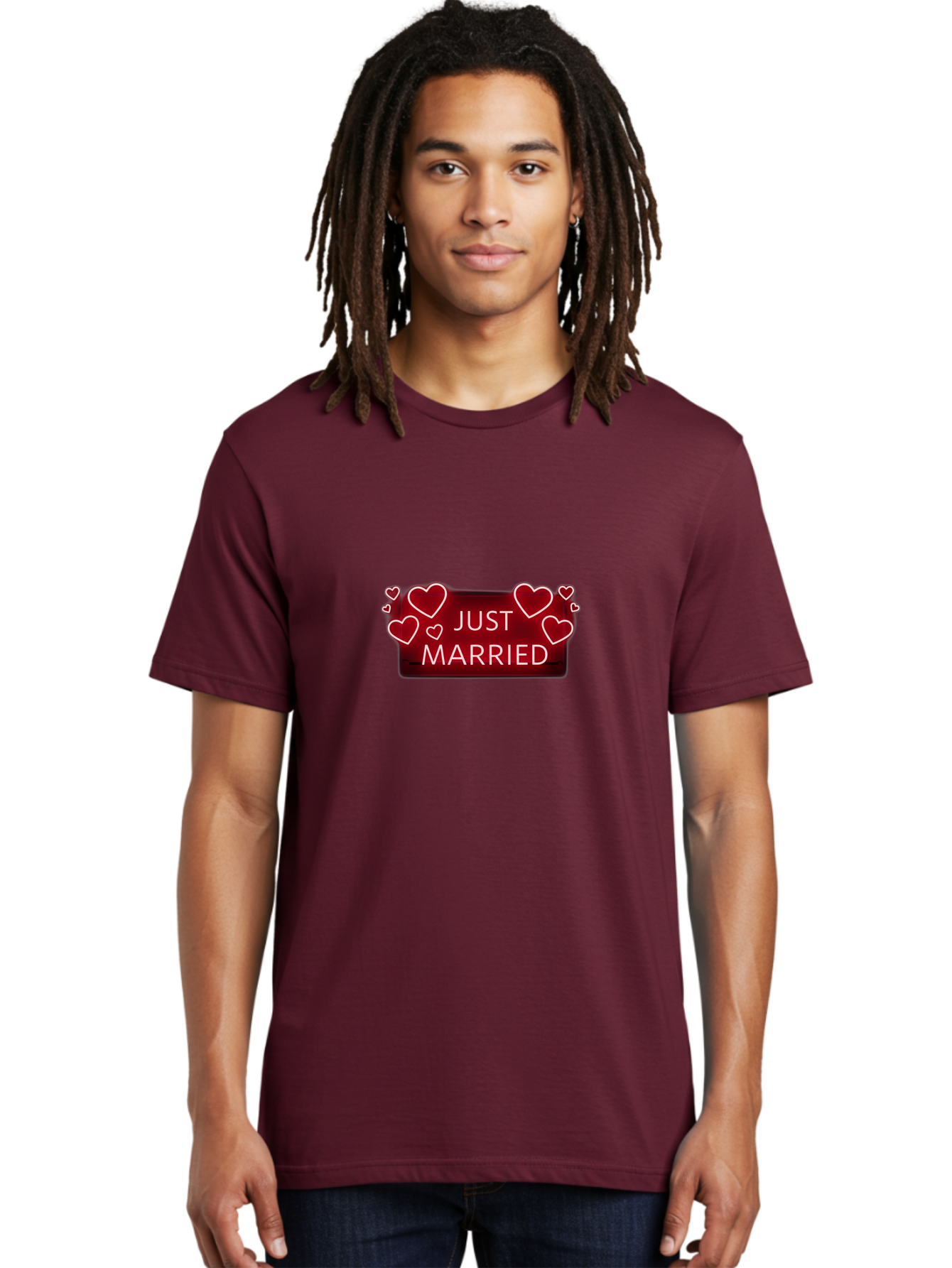 Just-Married-6 Men'S Graphic Tee, 100% Cotton, Comfortable Casual Summer Wear, Machine Washable, Marriage Celebration, Wedding Day, Just Married Sign, Red Hearts, Love Symbol, Valentines Day Gift, Romance, Wedding Decor Baa890 14