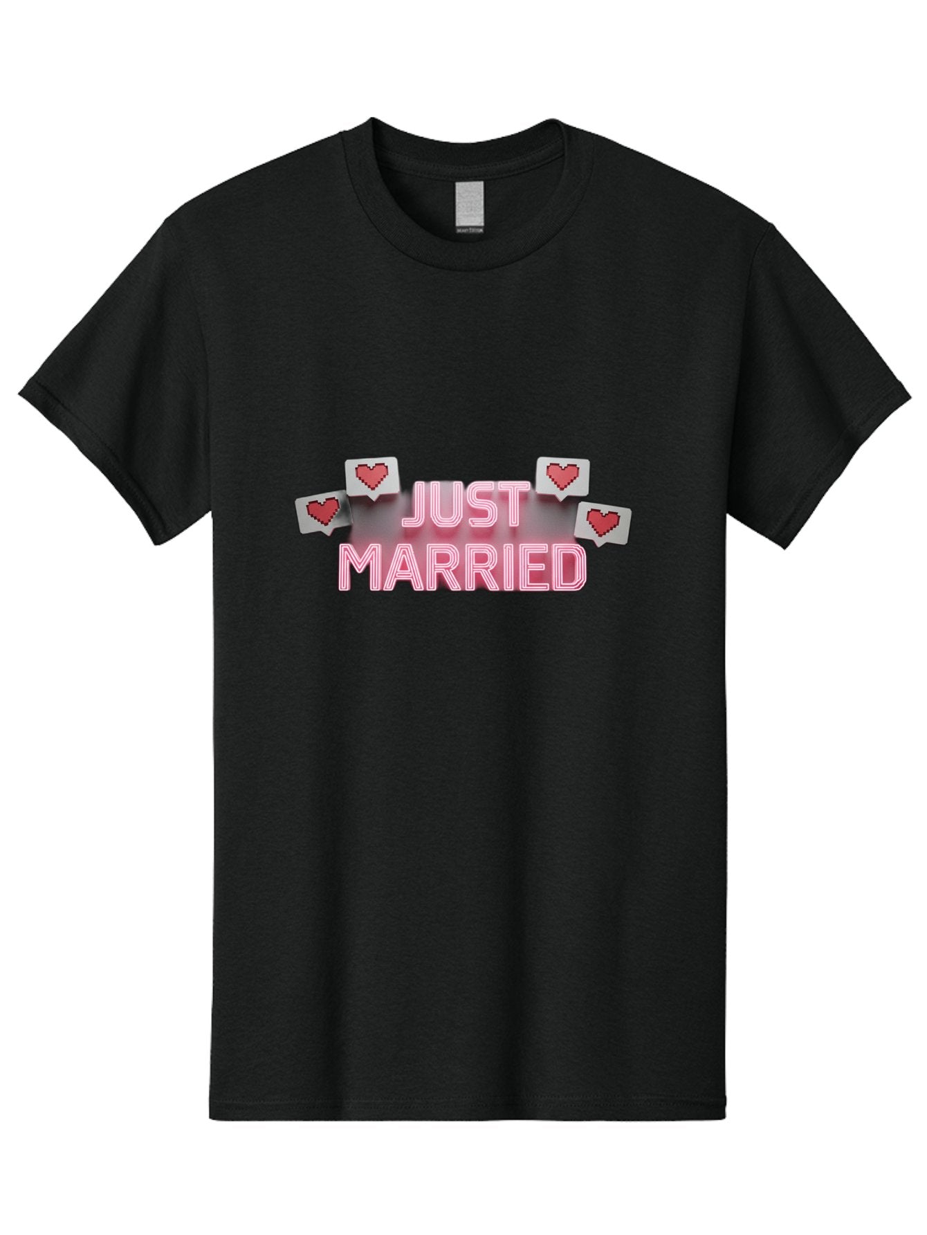 Just-Married-7 Men'S Graphic Tee, 100% Cotton, Comfortable Casual Summer Wear, Machine Washable, Just Married, Love Is In The Air, Heart-Shaped Notifications, Red Hearts, Wedding Celebration, Newlyweds, Marriage Bliss, Love Icons Baa891 3