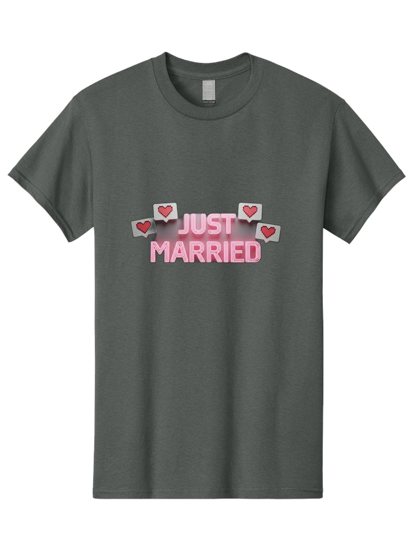 Just-Married-7 Men'S Graphic Tee, 100% Cotton, Comfortable Casual Summer Wear, Machine Washable, Just Married, Love Is In The Air, Heart-Shaped Notifications, Red Hearts, Wedding Celebration, Newlyweds, Marriage Bliss, Love Icons Baa891 5