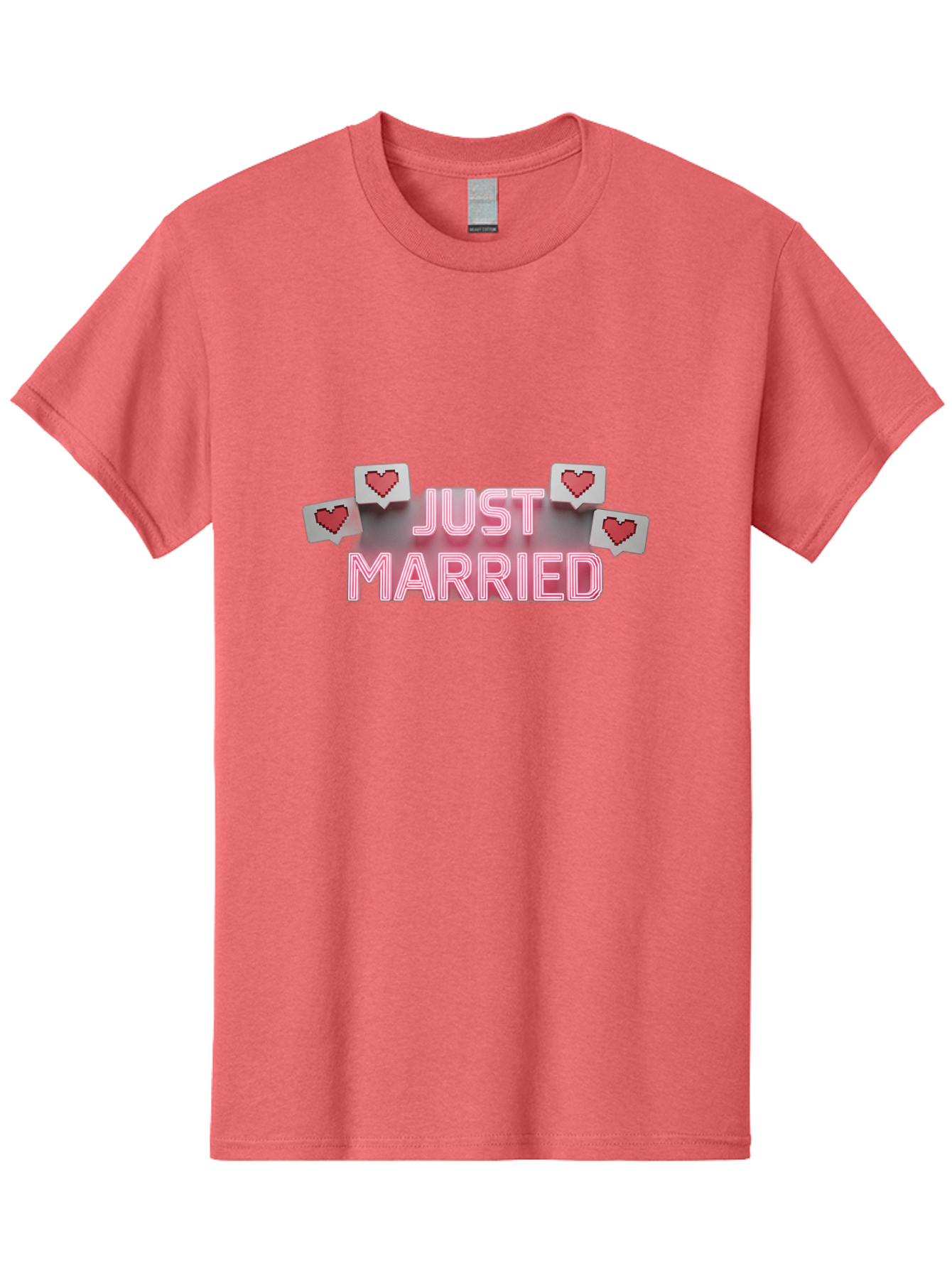 Just-Married-7 Men'S Graphic Tee, 100% Cotton, Comfortable Casual Summer Wear, Machine Washable, Just Married, Love Is In The Air, Heart-Shaped Notifications, Red Hearts, Wedding Celebration, Newlyweds, Marriage Bliss, Love Icons Baa891 19