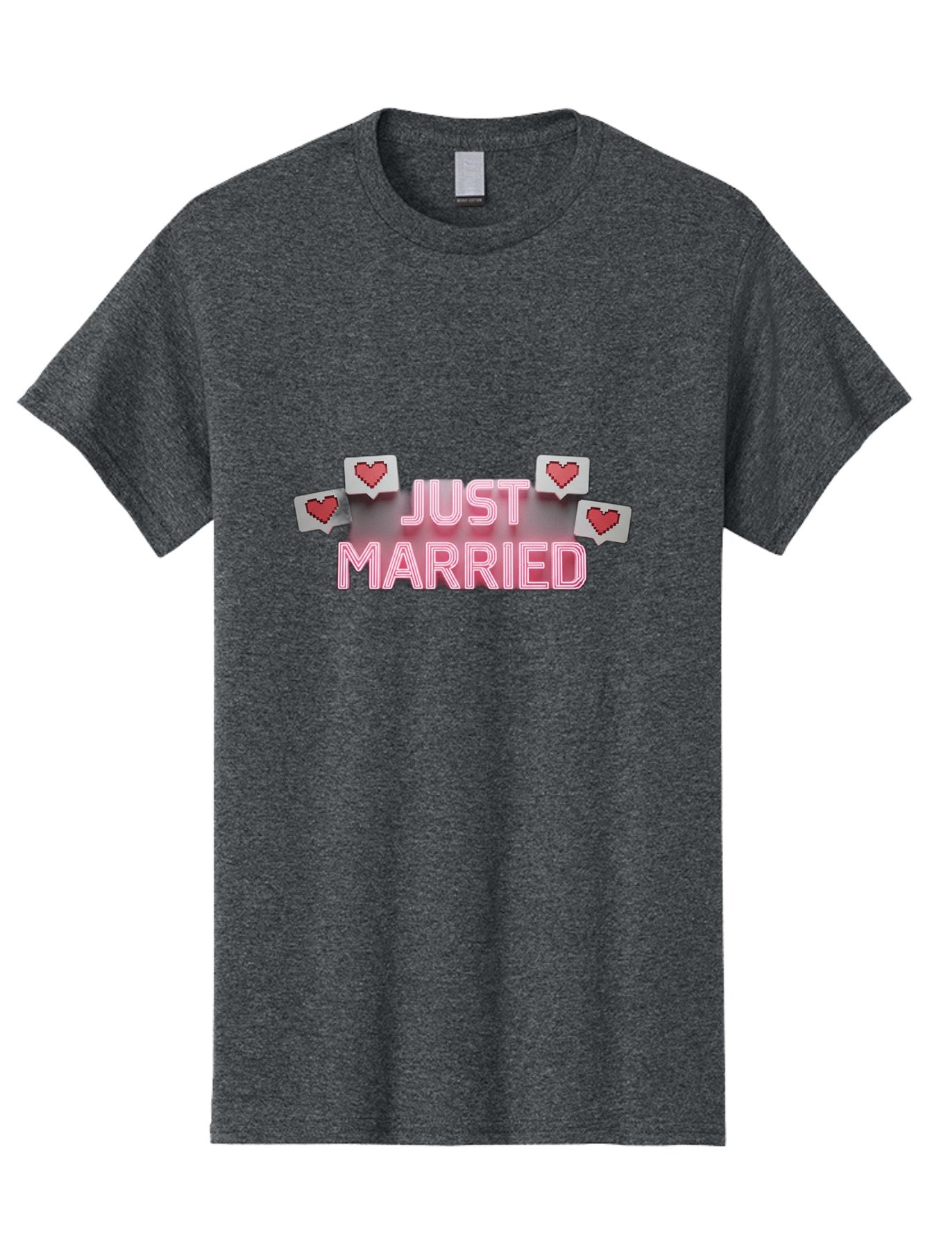 Just-Married-7 Men'S Graphic Tee, 100% Cotton, Comfortable Casual Summer Wear, Machine Washable, Just Married, Love Is In The Air, Heart-Shaped Notifications, Red Hearts, Wedding Celebration, Newlyweds, Marriage Bliss, Love Icons Baa891 12