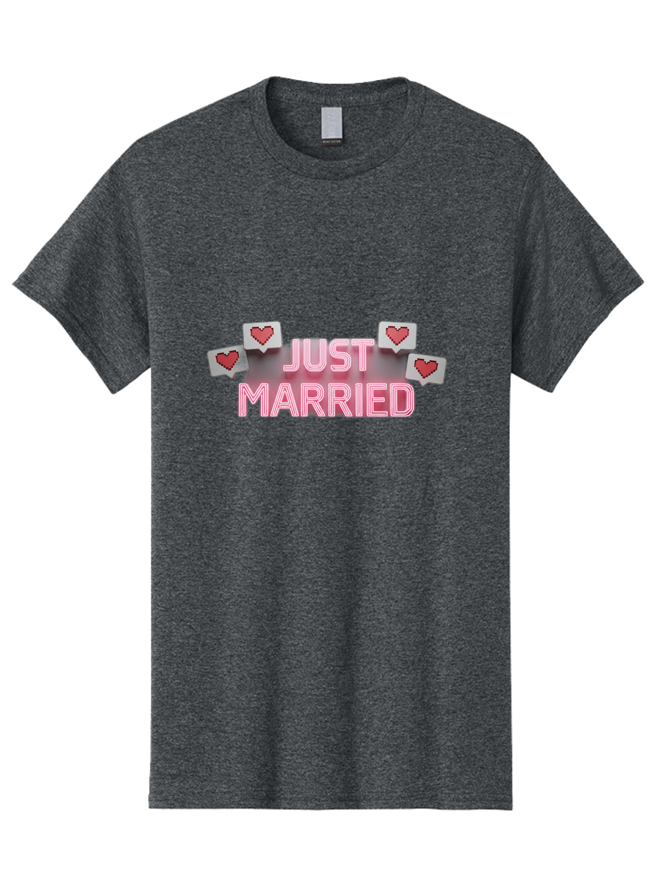 Just-Married-7 Men'S Graphic Tee, 100% Cotton, Comfortable Casual Summer Wear, Machine Washable, Just Married, Love Is In The Air, Heart-Shaped Notifications, Red Hearts, Wedding Celebration, Newlyweds, Marriage Bliss, Love Icons Baa891 5