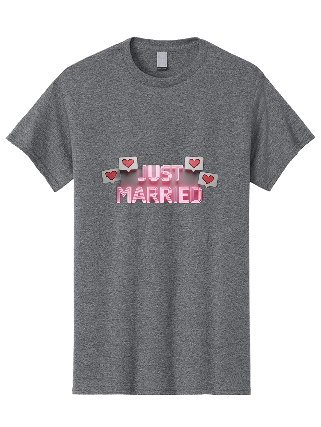 Just-Married-7 Men'S Graphic Tee, 100% Cotton, Comfortable Casual Summer Wear, Machine Washable, Just Married, Love Is In The Air, Heart-Shaped Notifications, Red Hearts, Wedding Celebration, Newlyweds, Marriage Bliss, Love Icons Baa891 7
