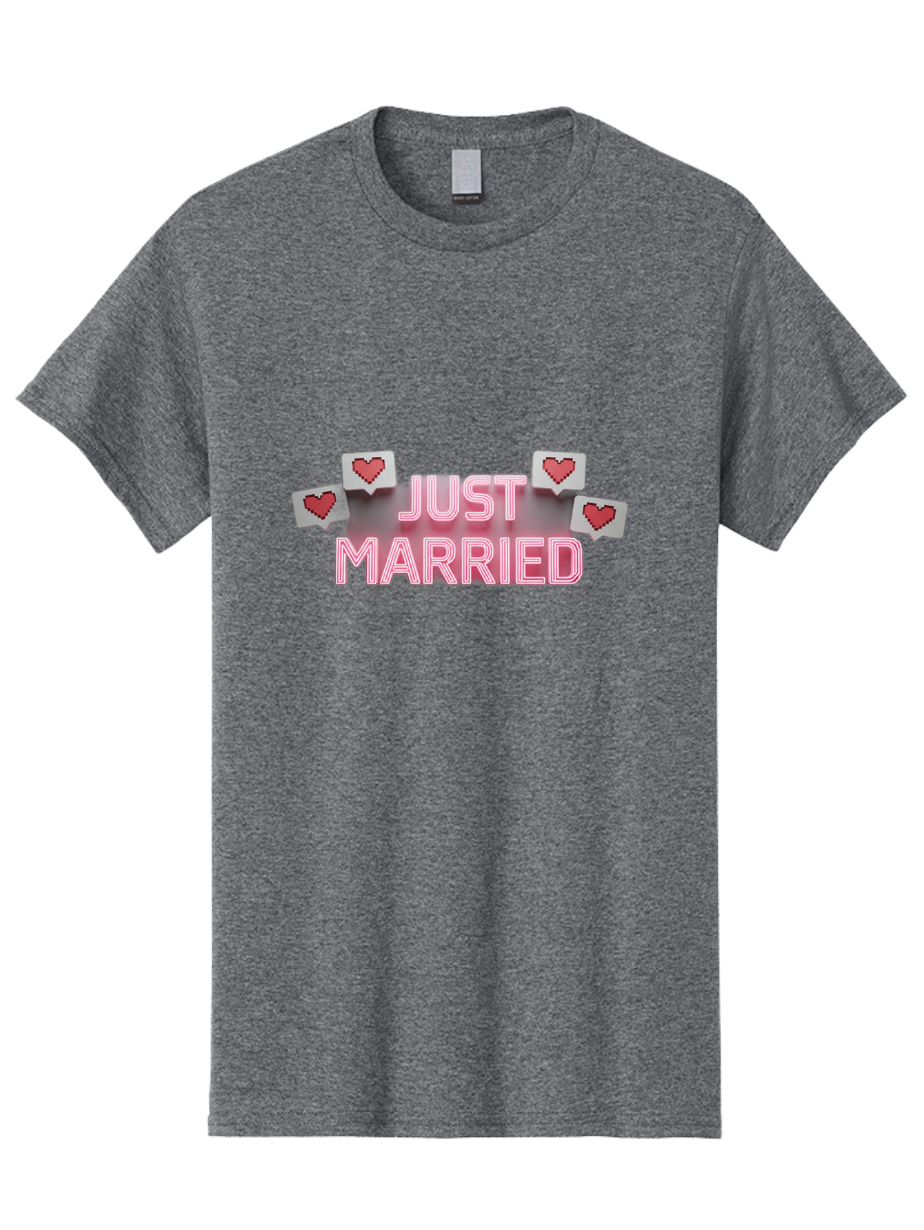 Just-Married-7 Men'S Graphic Tee, 100% Cotton, Comfortable Casual Summer Wear, Machine Washable, Just Married, Love Is In The Air, Heart-Shaped Notifications, Red Hearts, Wedding Celebration, Newlyweds, Marriage Bliss, Love Icons Baa891 25
