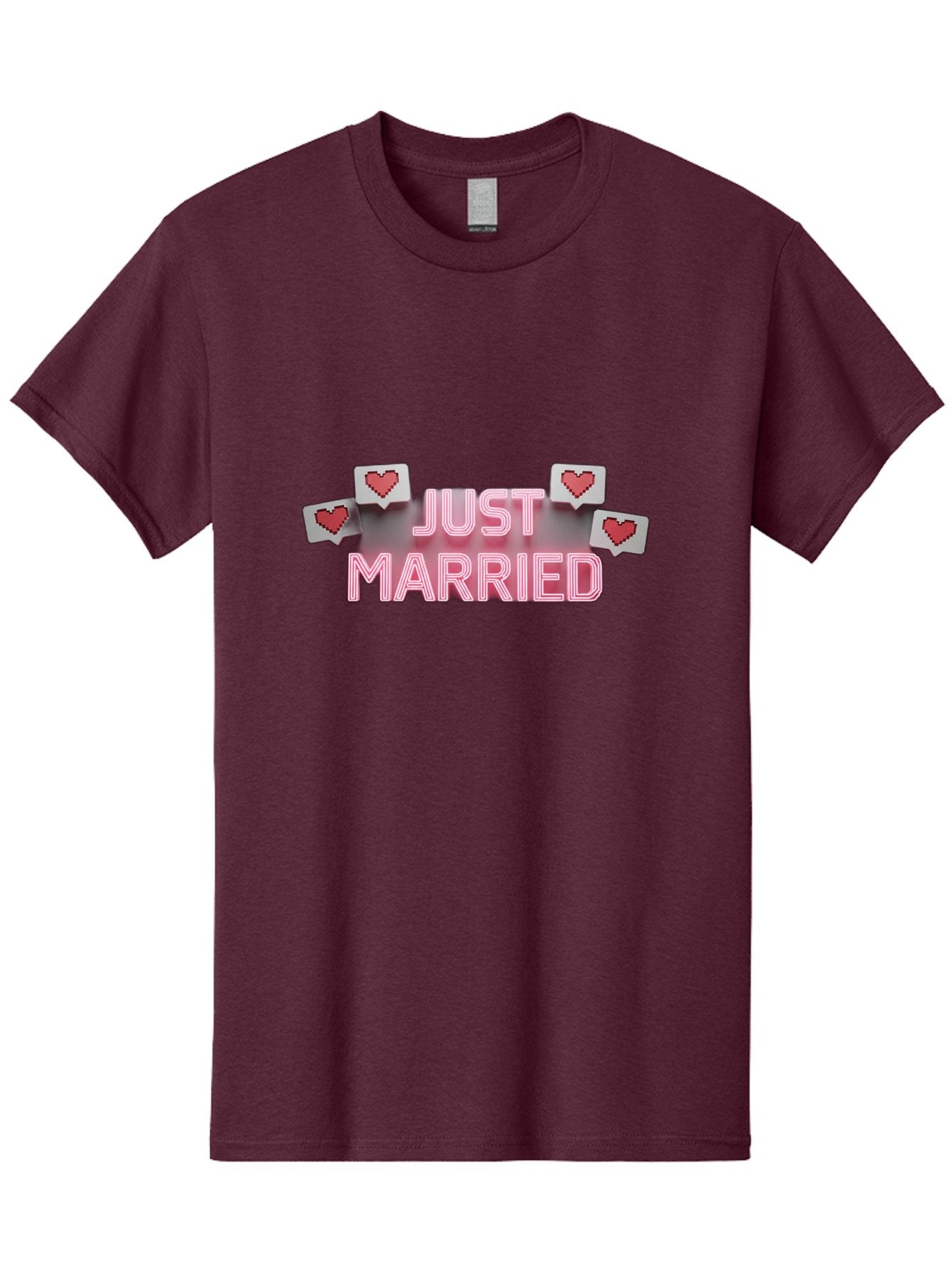 Just-Married-7 Men'S Graphic Tee, 100% Cotton, Comfortable Casual Summer Wear, Machine Washable, Just Married, Love Is In The Air, Heart-Shaped Notifications, Red Hearts, Wedding Celebration, Newlyweds, Marriage Bliss, Love Icons Baa891 13