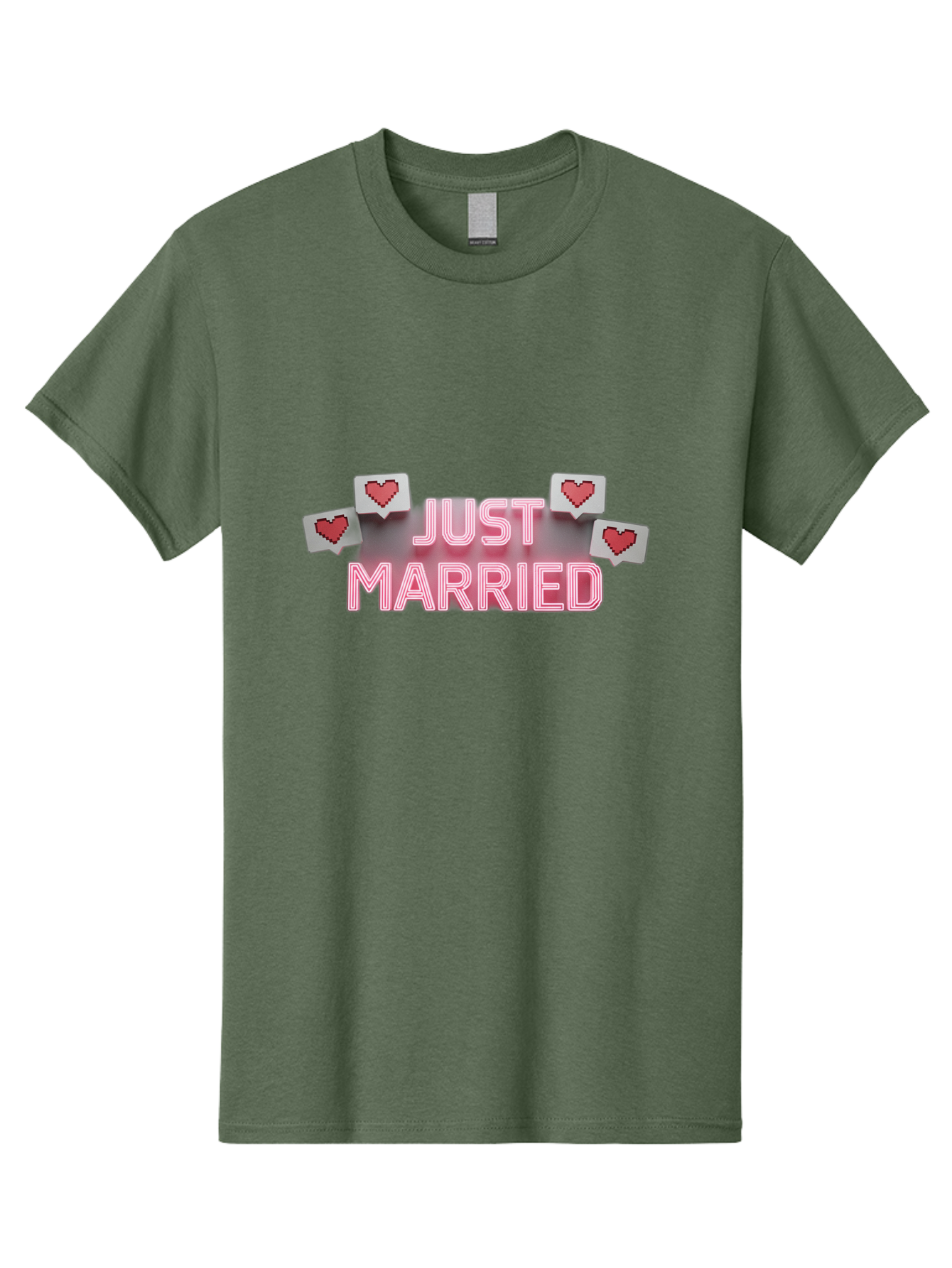 Just-Married-7 Men'S Graphic Tee, 100% Cotton, Comfortable Casual Summer Wear, Machine Washable, Just Married, Love Is In The Air, Heart-Shaped Notifications, Red Hearts, Wedding Celebration, Newlyweds, Marriage Bliss, Love Icons Baa891