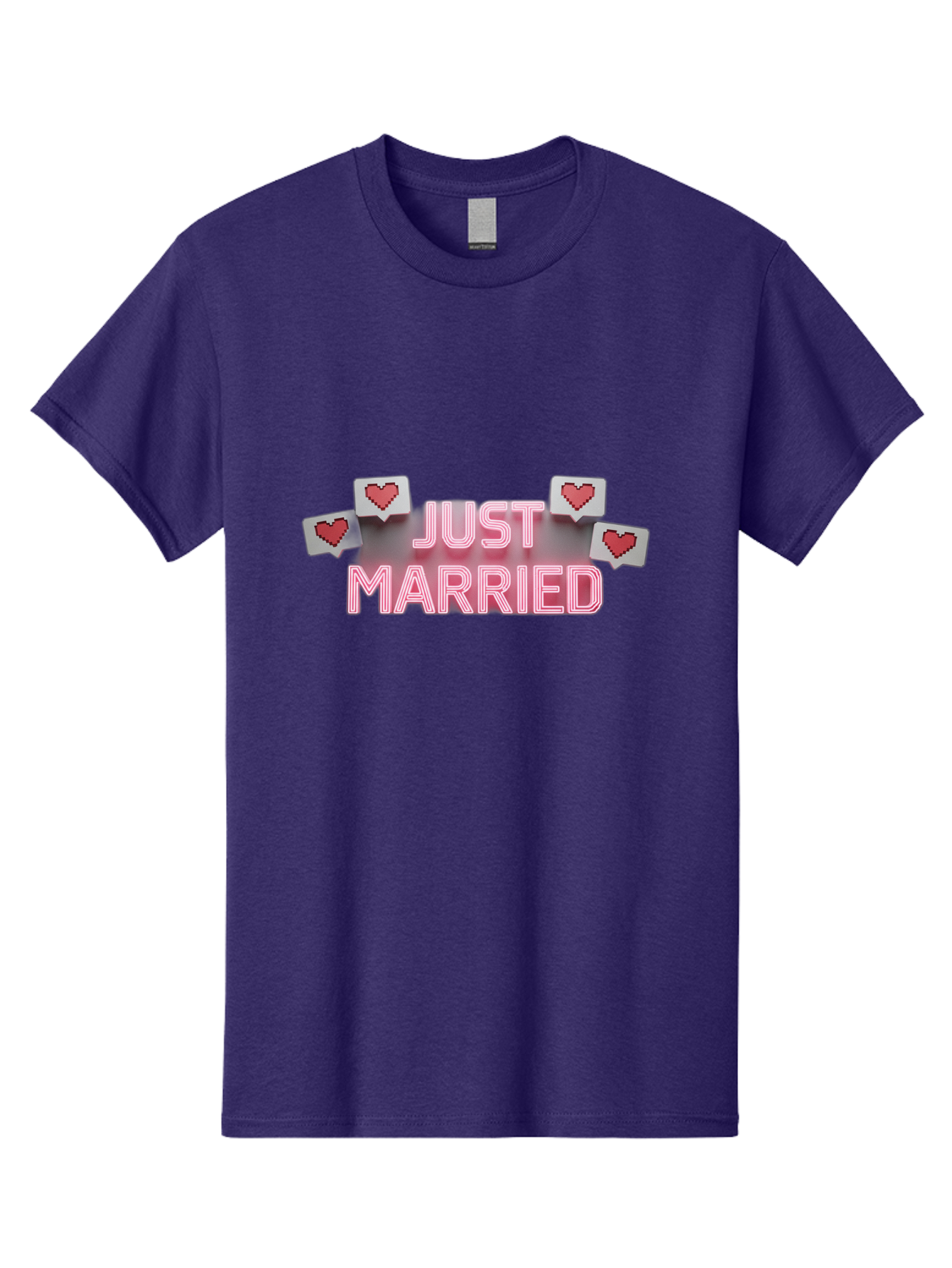 Just-Married-7 Men'S Graphic Tee, 100% Cotton, Comfortable Casual Summer Wear, Machine Washable, Just Married, Love Is In The Air, Heart-Shaped Notifications, Red Hearts, Wedding Celebration, Newlyweds, Marriage Bliss, Love Icons Baa891 21