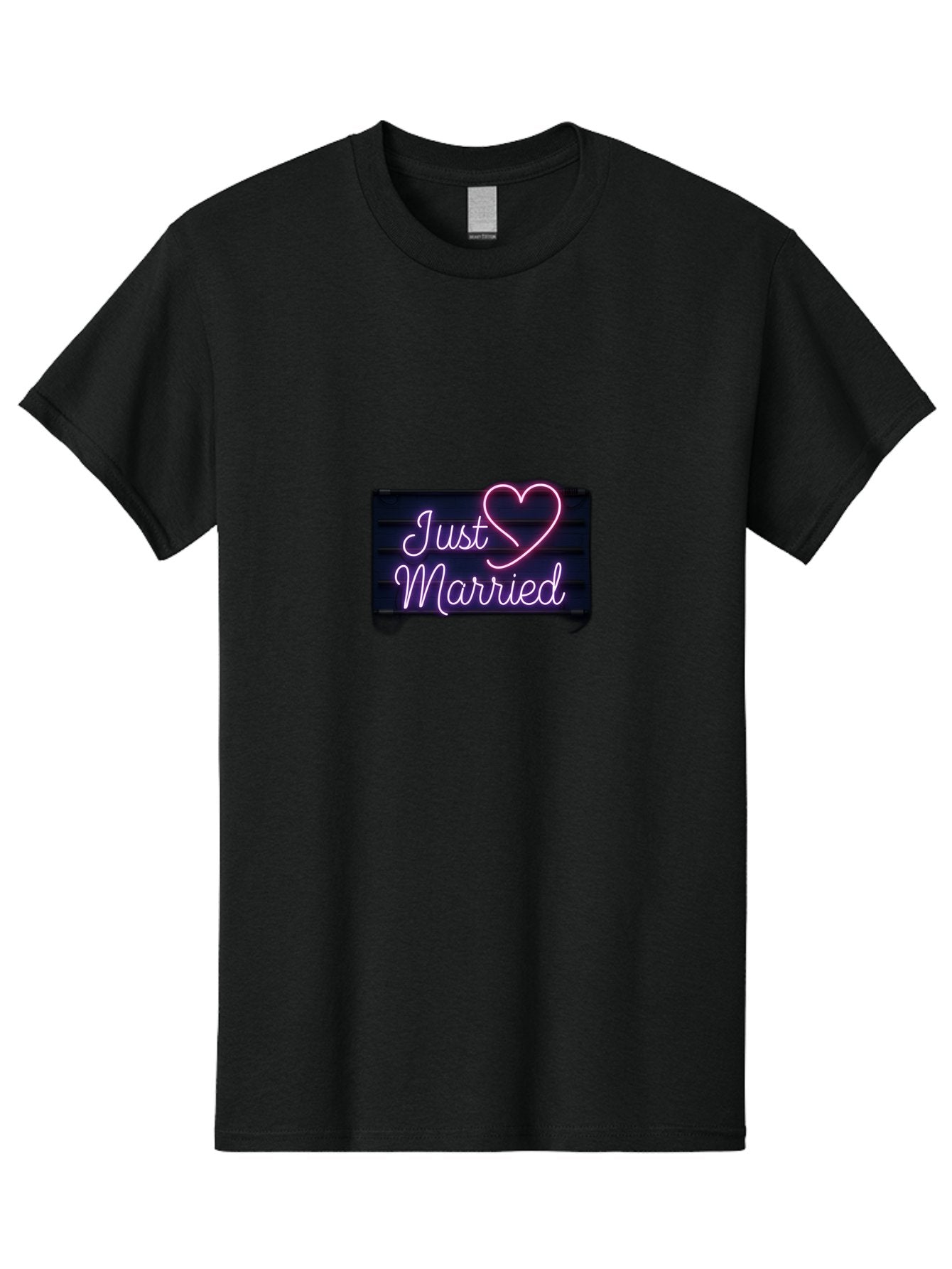 Just-Married-8 Men'S Graphic Tee, 100% Cotton, Comfortable Casual Summer Wear, Machine Washable, Neon Sign, Just Married, Wedding Decor, Love Heart, Pink Neon, Marriage Celebration, Wedding Signage, Romantic Decor, Party Decoration, Baa892 13