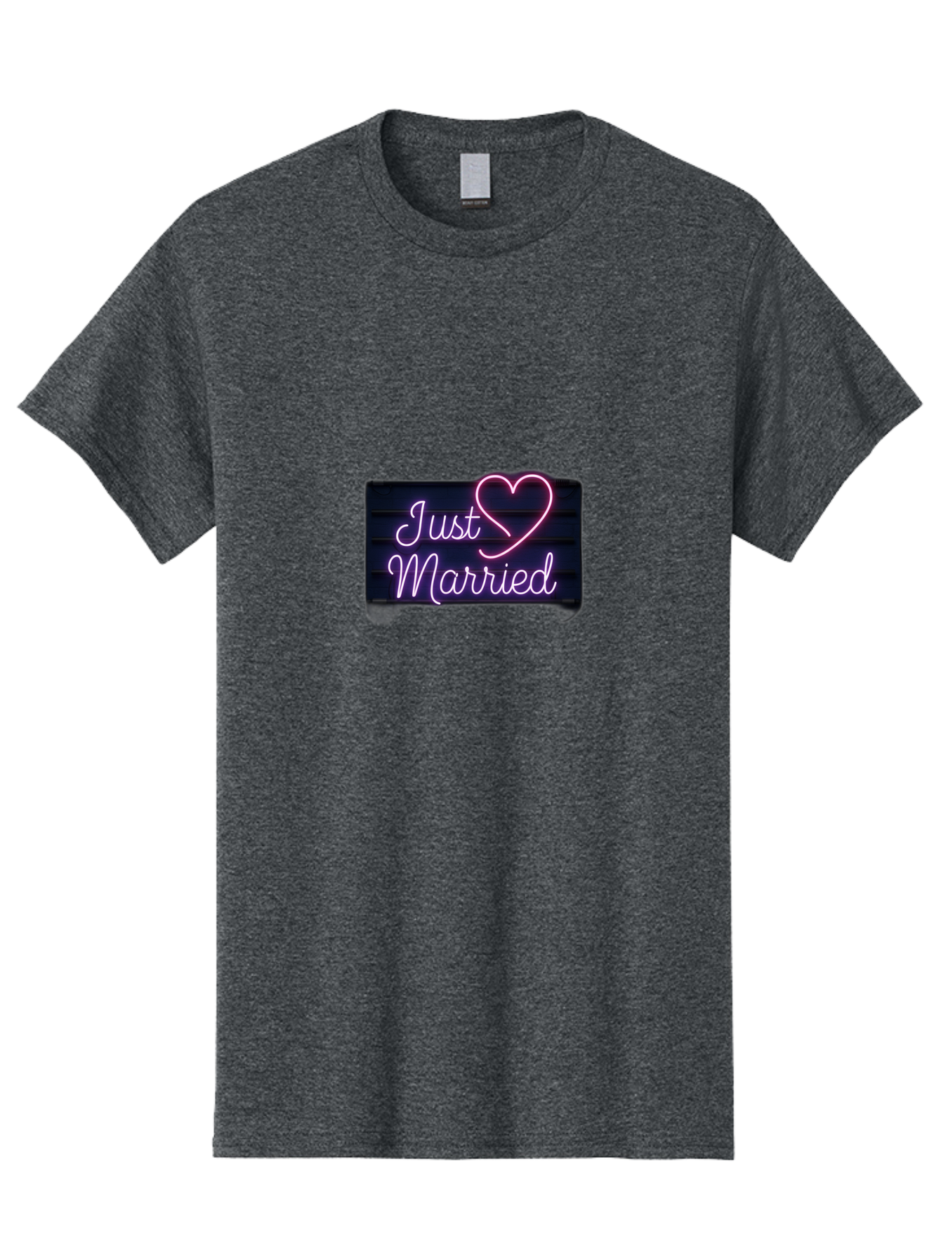 Just-Married-8 Men'S Graphic Tee, 100% Cotton, Comfortable Casual Summer Wear, Machine Washable, Neon Sign, Just Married, Wedding Decor, Love Heart, Pink Neon, Marriage Celebration, Wedding Signage, Romantic Decor, Party Decoration, Baa892 7