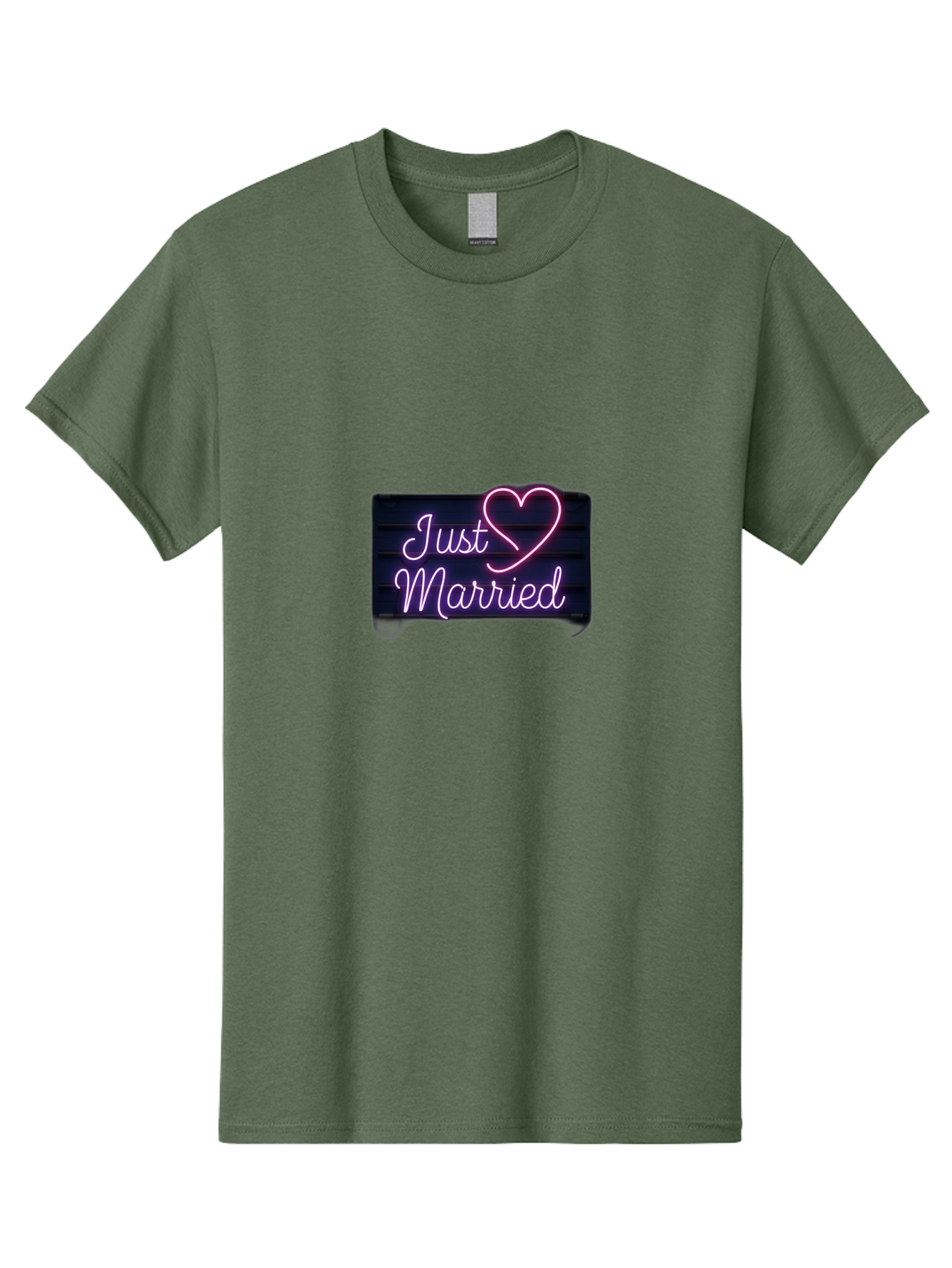 Just-Married-8 Men'S Graphic Tee, 100% Cotton, Comfortable Casual Summer Wear, Machine Washable, Neon Sign, Just Married, Wedding Decor, Love Heart, Pink Neon, Marriage Celebration, Wedding Signage, Romantic Decor, Party Decoration, Baa892 3