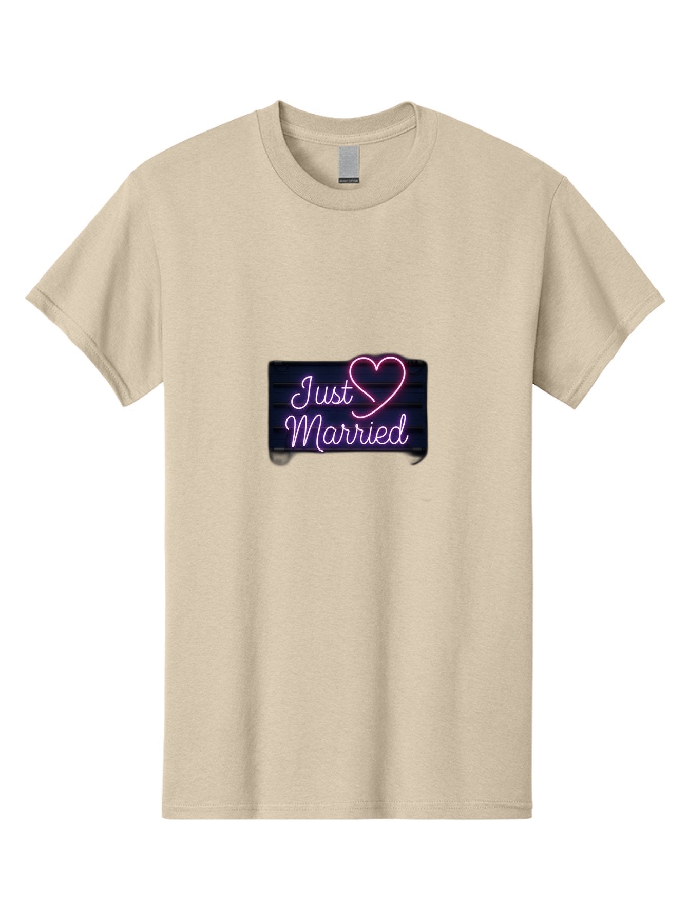 Just-Married-8 Men'S Graphic Tee, 100% Cotton, Comfortable Casual Summer Wear, Machine Washable, Neon Sign, Just Married, Wedding Decor, Love Heart, Pink Neon, Marriage Celebration, Wedding Signage, Romantic Decor, Party Decoration, Baa892 12