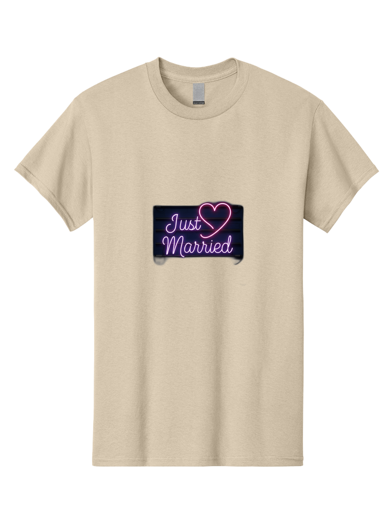 Just-Married-8 Men'S Graphic Tee, 100% Cotton, Comfortable Casual Summer Wear, Machine Washable, Neon Sign, Just Married, Wedding Decor, Love Heart, Pink Neon, Marriage Celebration, Wedding Signage, Romantic Decor, Party Decoration, Baa892 5