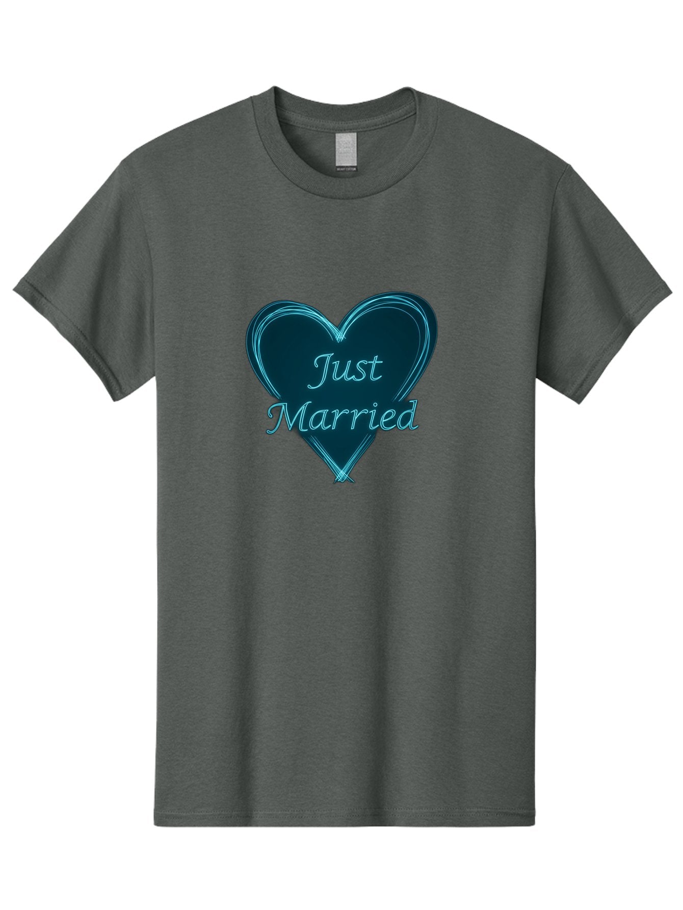 Just-Married-9 Men'S Graphic Tee, 100% Cotton, Comfortable Casual Summer Wear, Machine Washable, Wedding Heart, Love Symbol, Just Married Sign, Blue Heart Graphic, Cursive Text, Newlyweds, Marriage Celebration, Heart Shape Baa893 13