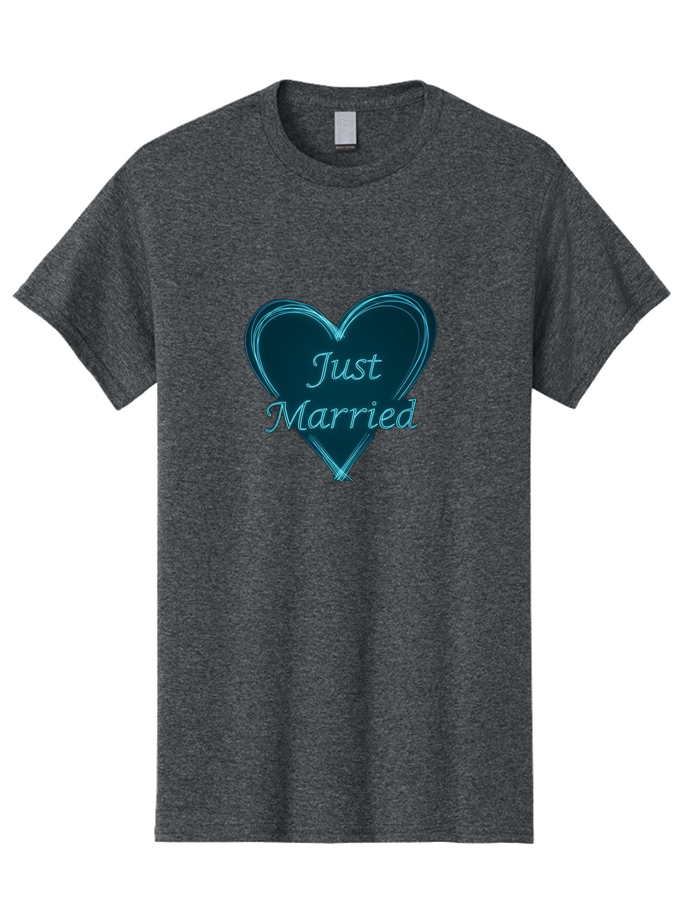 Just-Married-9 Men'S Graphic Tee, 100% Cotton, Comfortable Casual Summer Wear, Machine Washable, Wedding Heart, Love Symbol, Just Married Sign, Blue Heart Graphic, Cursive Text, Newlyweds, Marriage Celebration, Heart Shape Baa893 9