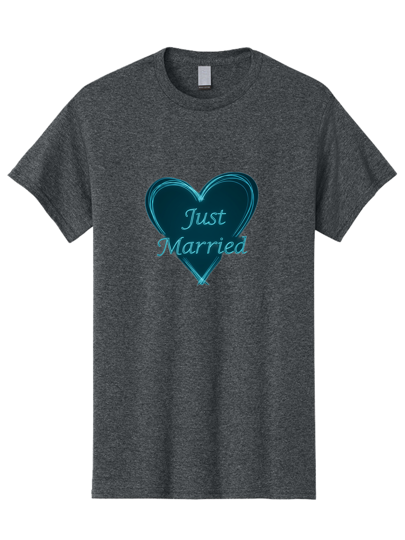 Just-Married-9 Men'S Graphic Tee, 100% Cotton, Comfortable Casual Summer Wear, Machine Washable, Wedding Heart, Love Symbol, Just Married Sign, Blue Heart Graphic, Cursive Text, Newlyweds, Marriage Celebration, Heart Shape Baa893 9