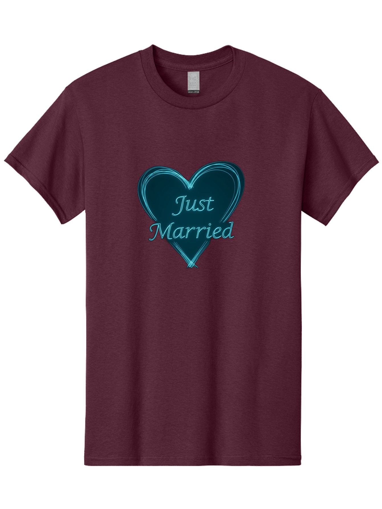 Just-Married-9 Men'S Graphic Tee, 100% Cotton, Comfortable Casual Summer Wear, Machine Washable, Wedding Heart, Love Symbol, Just Married Sign, Blue Heart Graphic, Cursive Text, Newlyweds, Marriage Celebration, Heart Shape Baa893 12