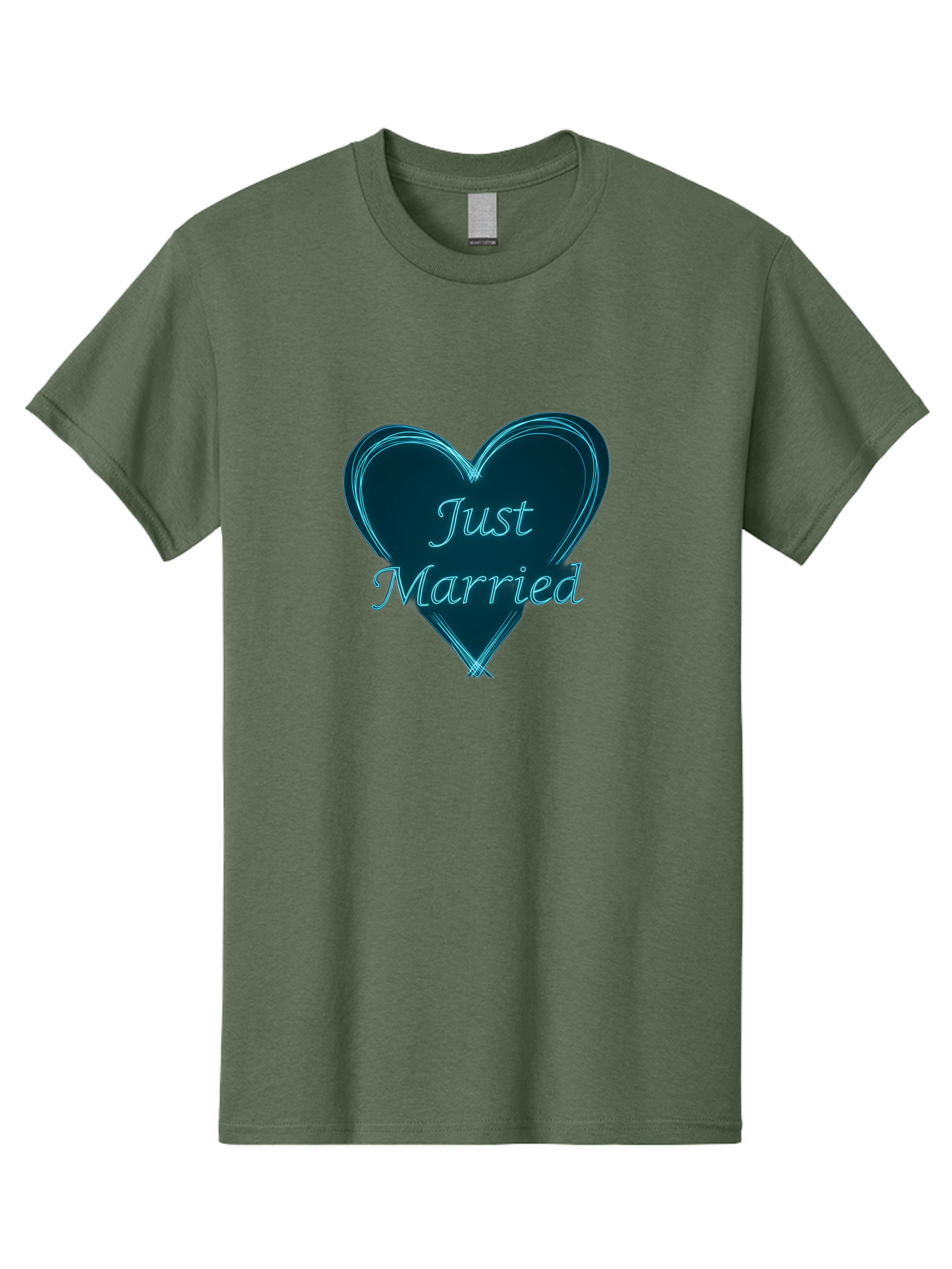Just-Married-9 Men'S Graphic Tee, 100% Cotton, Comfortable Casual Summer Wear, Machine Washable, Wedding Heart, Love Symbol, Just Married Sign, Blue Heart Graphic, Cursive Text, Newlyweds, Marriage Celebration, Heart Shape Baa893 3