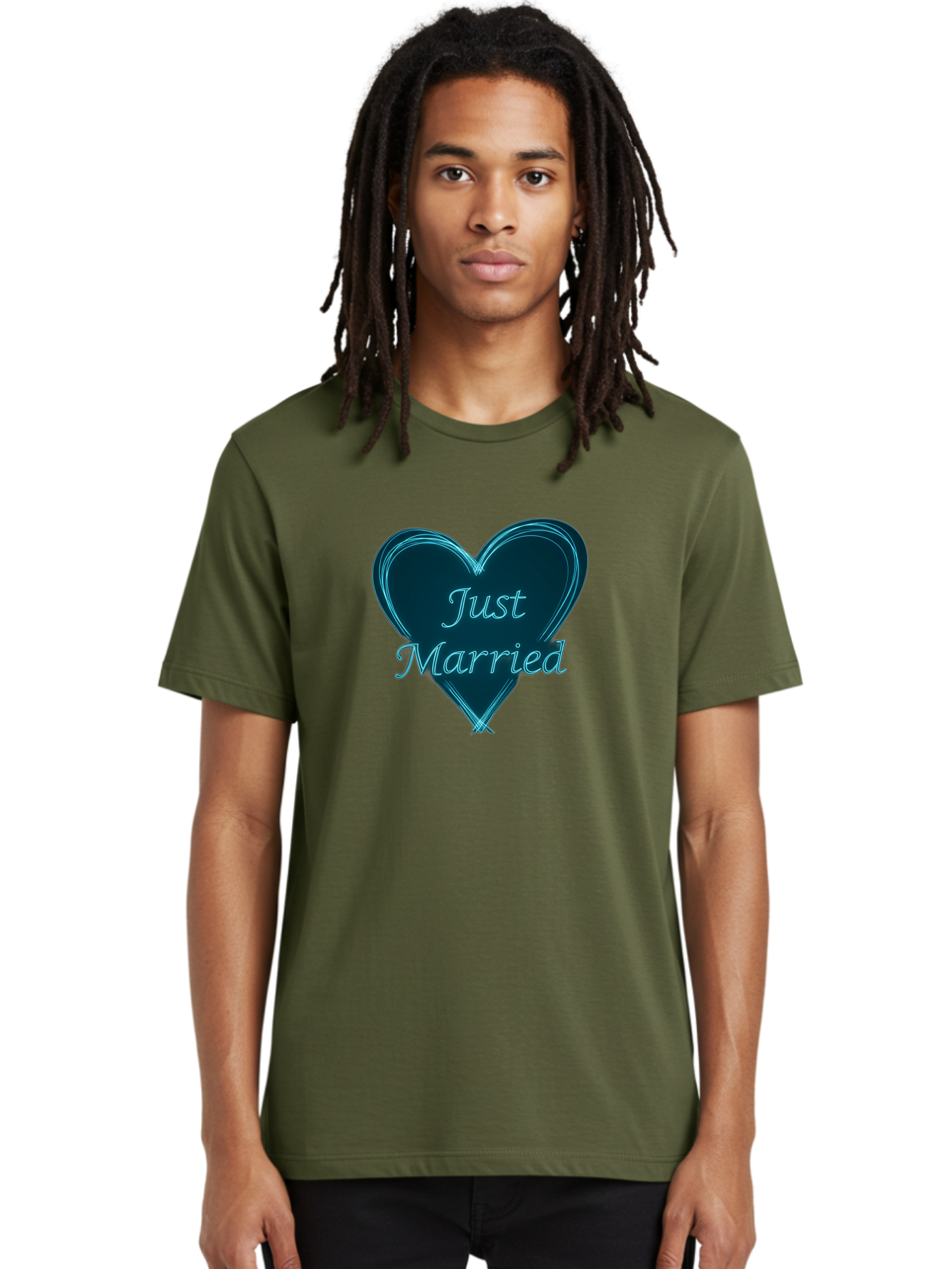 Just-Married-9 Men'S Graphic Tee, 100% Cotton, Comfortable Casual Summer Wear, Machine Washable, Wedding Heart, Love Symbol, Just Married Sign, Blue Heart Graphic, Cursive Text, Newlyweds, Marriage Celebration, Heart Shape Baa893 4