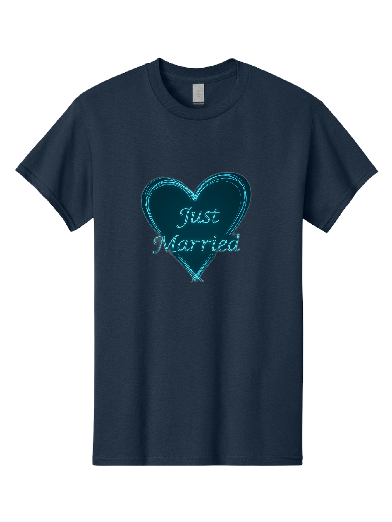 Just-Married-9 Men'S Graphic Tee, 100% Cotton, Comfortable Casual Summer Wear, Machine Washable, Wedding Heart, Love Symbol, Just Married Sign, Blue Heart Graphic, Cursive Text, Newlyweds, Marriage Celebration, Heart Shape Baa893 15