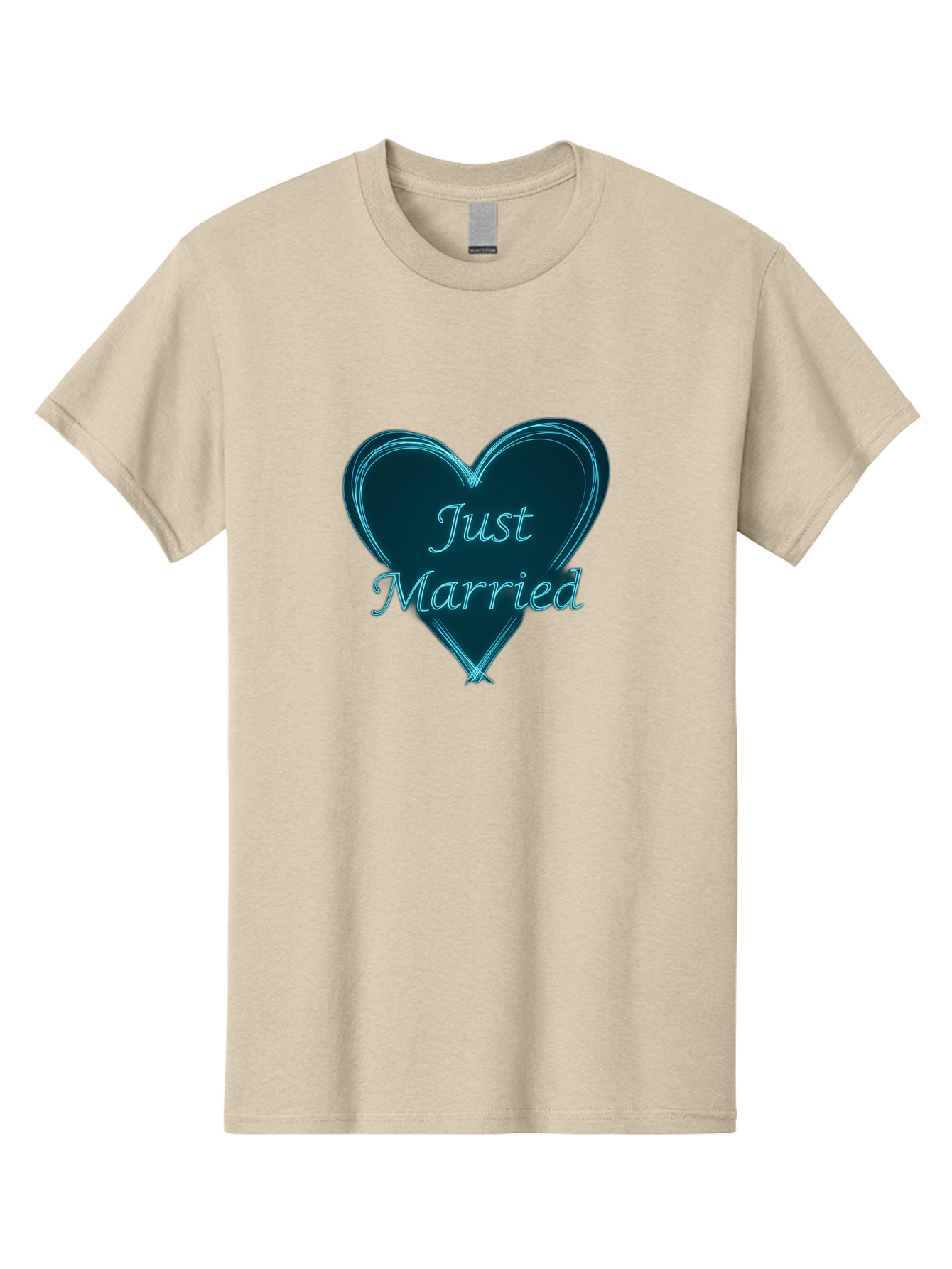 Just-Married-9 Men'S Graphic Tee, 100% Cotton, Comfortable Casual Summer Wear, Machine Washable, Wedding Heart, Love Symbol, Just Married Sign, Blue Heart Graphic, Cursive Text, Newlyweds, Marriage Celebration, Heart Shape Baa893